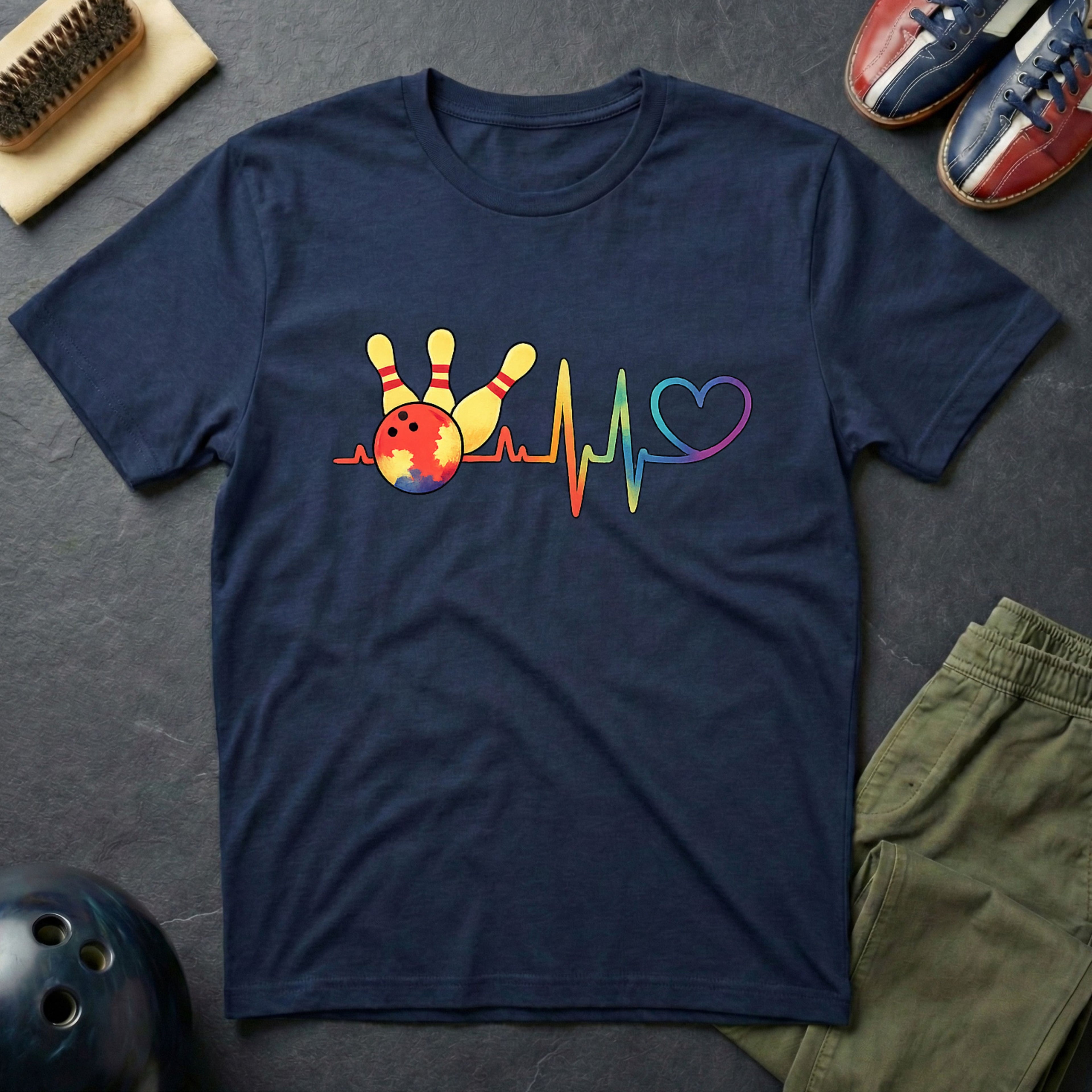 Colorful Bowling Heartbeat T-Shirt