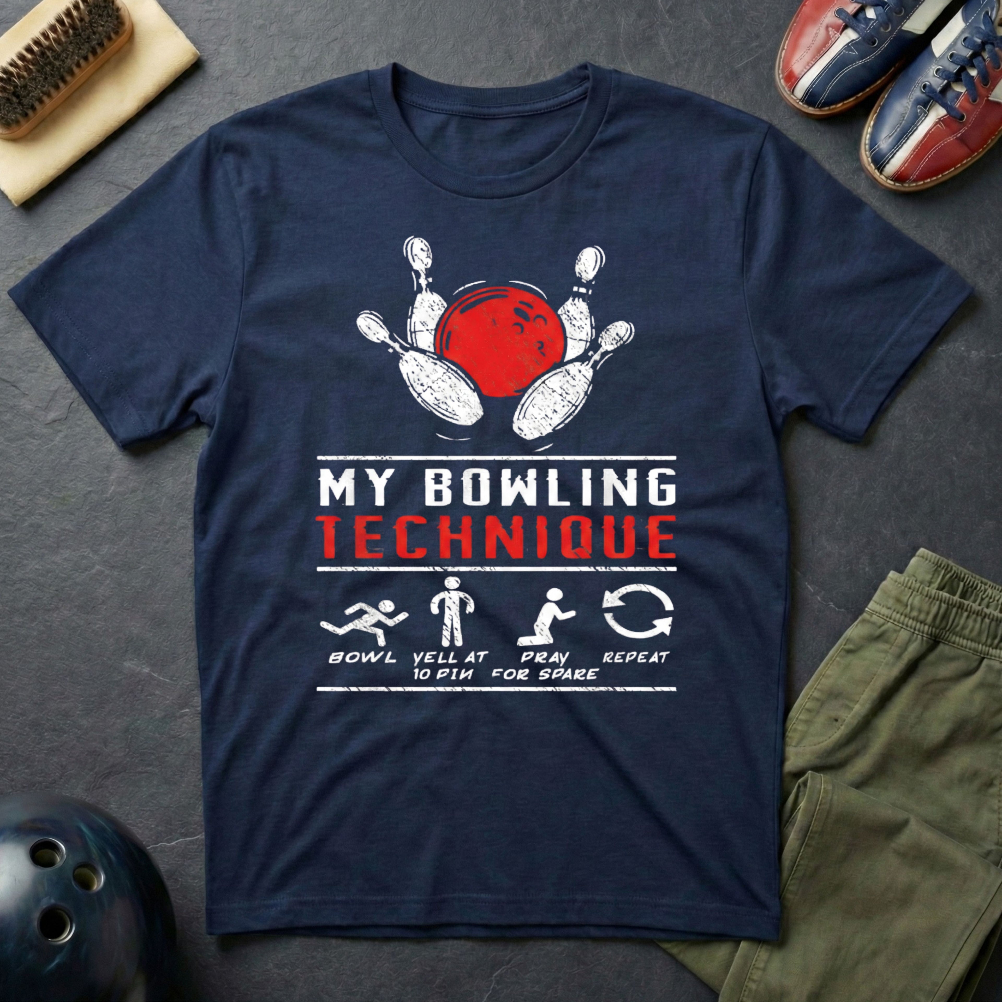 My Bowling Technique, Bowl, Yell, Pray, Repeat T-Shirt