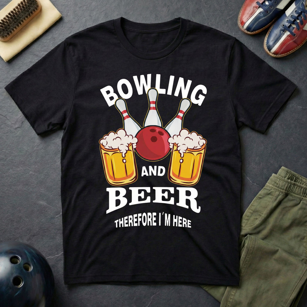 Bowling And Beer Therefore I'm Here T-Shirt