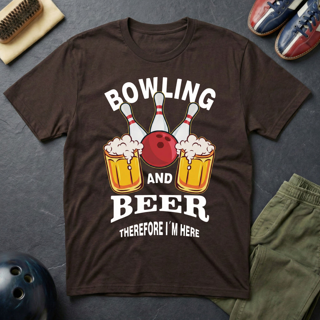 Bowling And Beer Therefore I'm Here T-Shirt