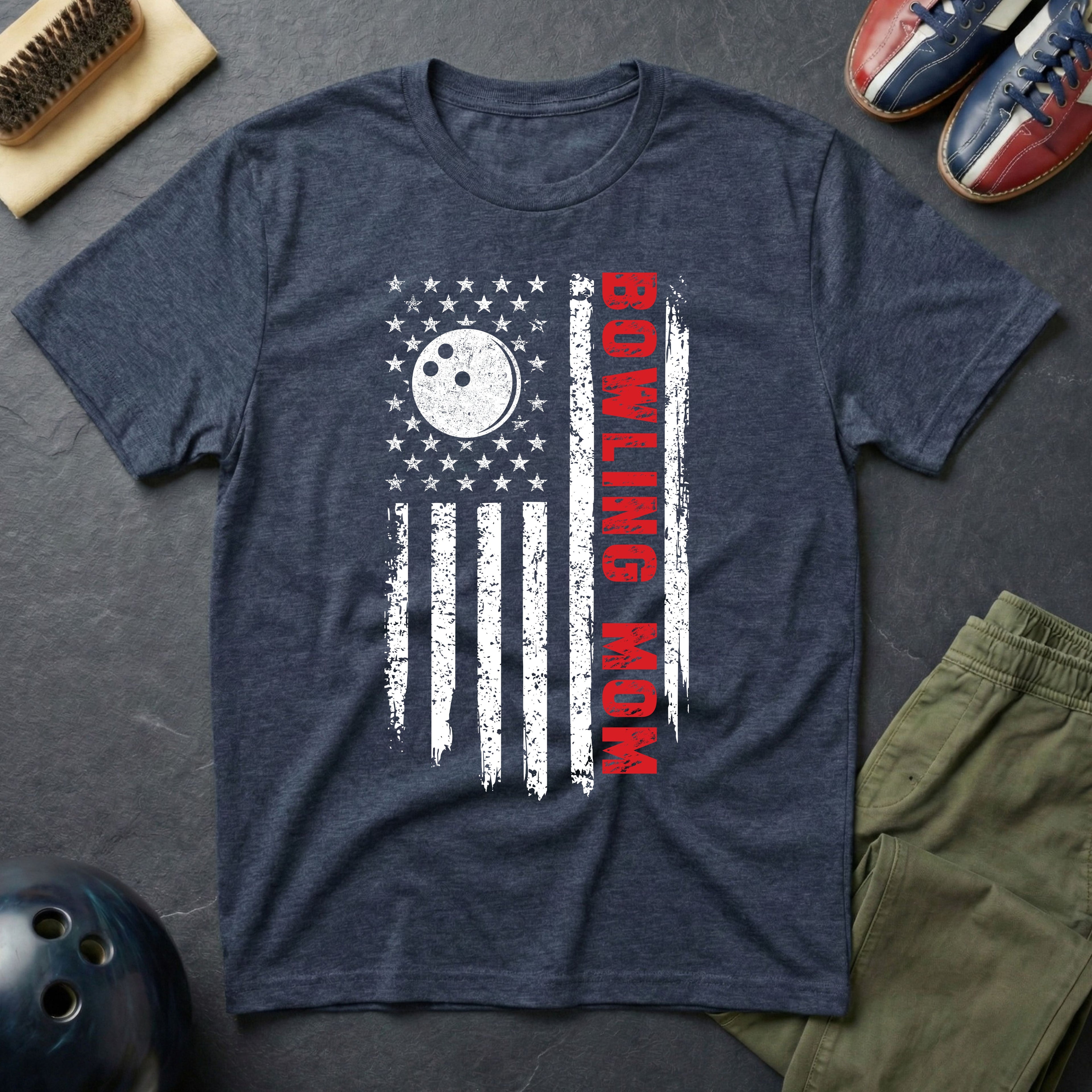 Bowling Mom American Flag T-Shirt
