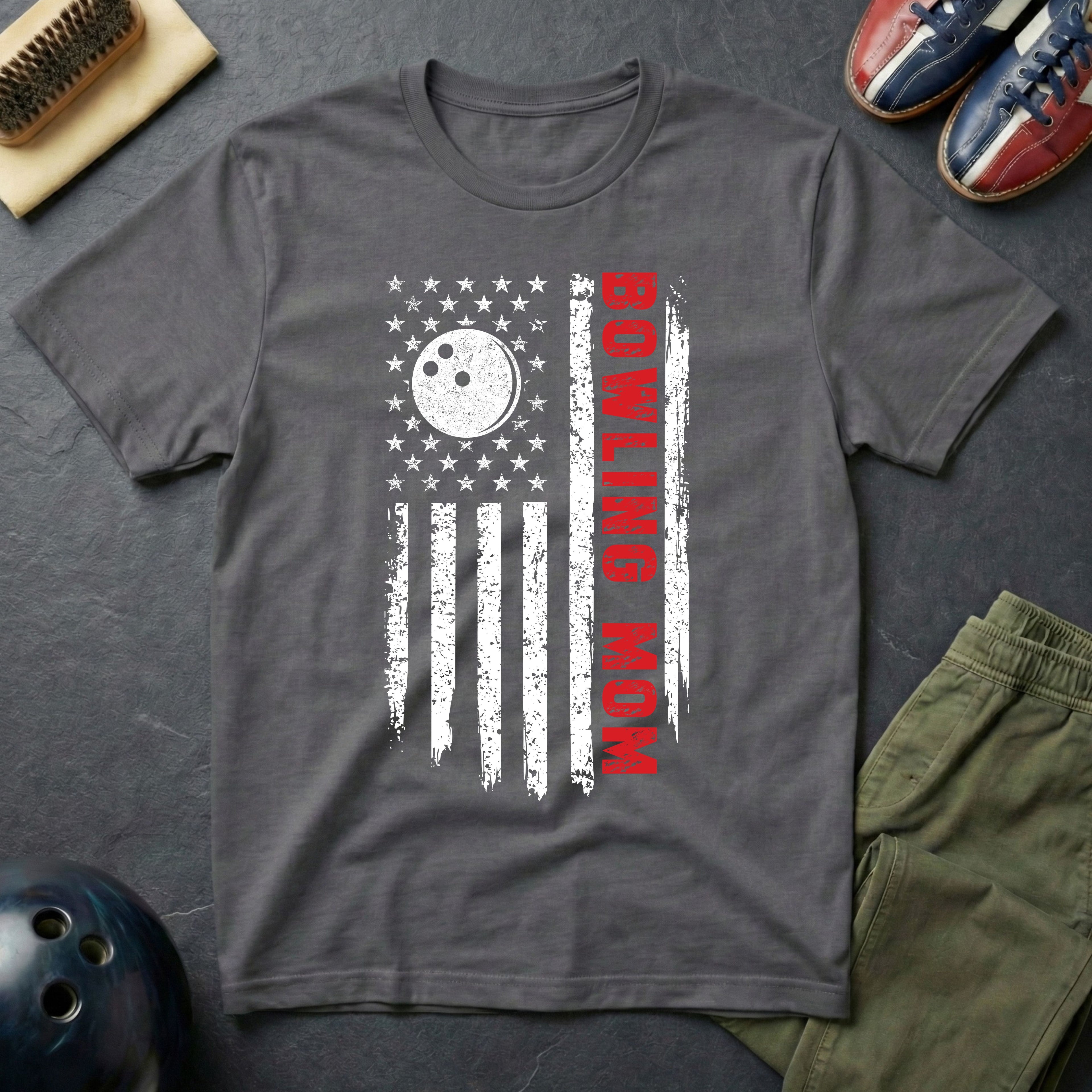 Bowling Mom American Flag T-Shirt