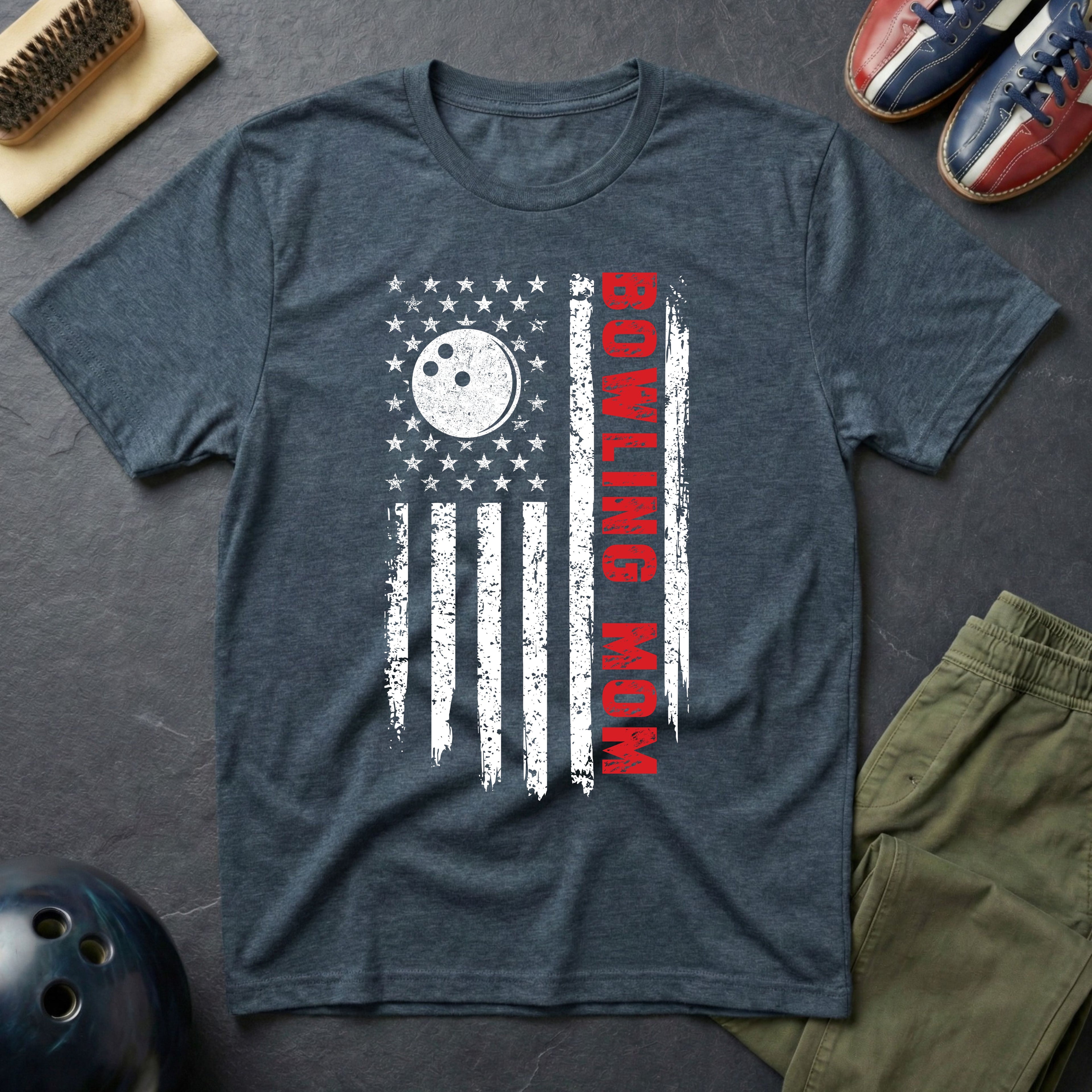 Bowling Mom American Flag T-Shirt
