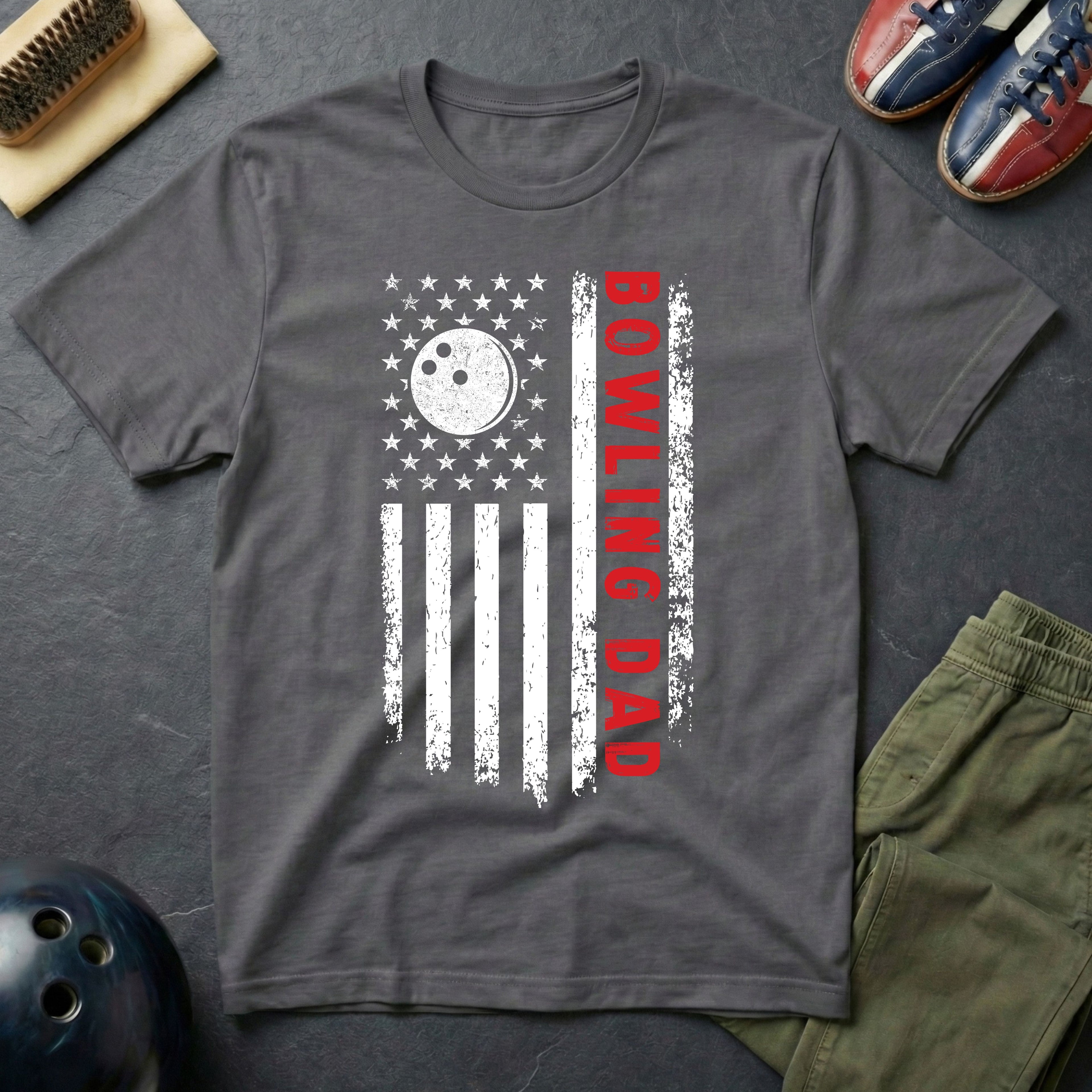 Bowling Dad American Flag T-Shirt