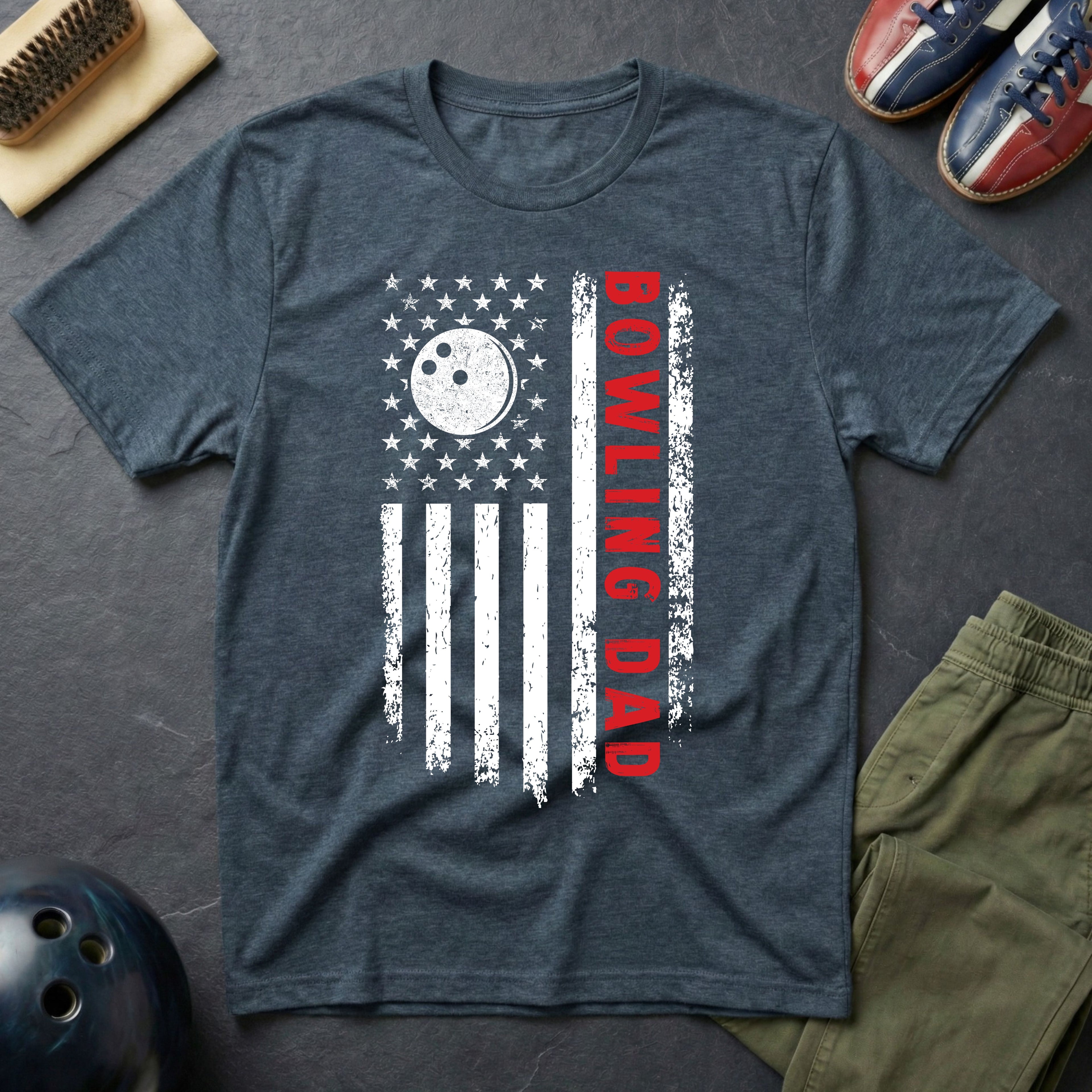 Bowling Dad American Flag T-Shirt
