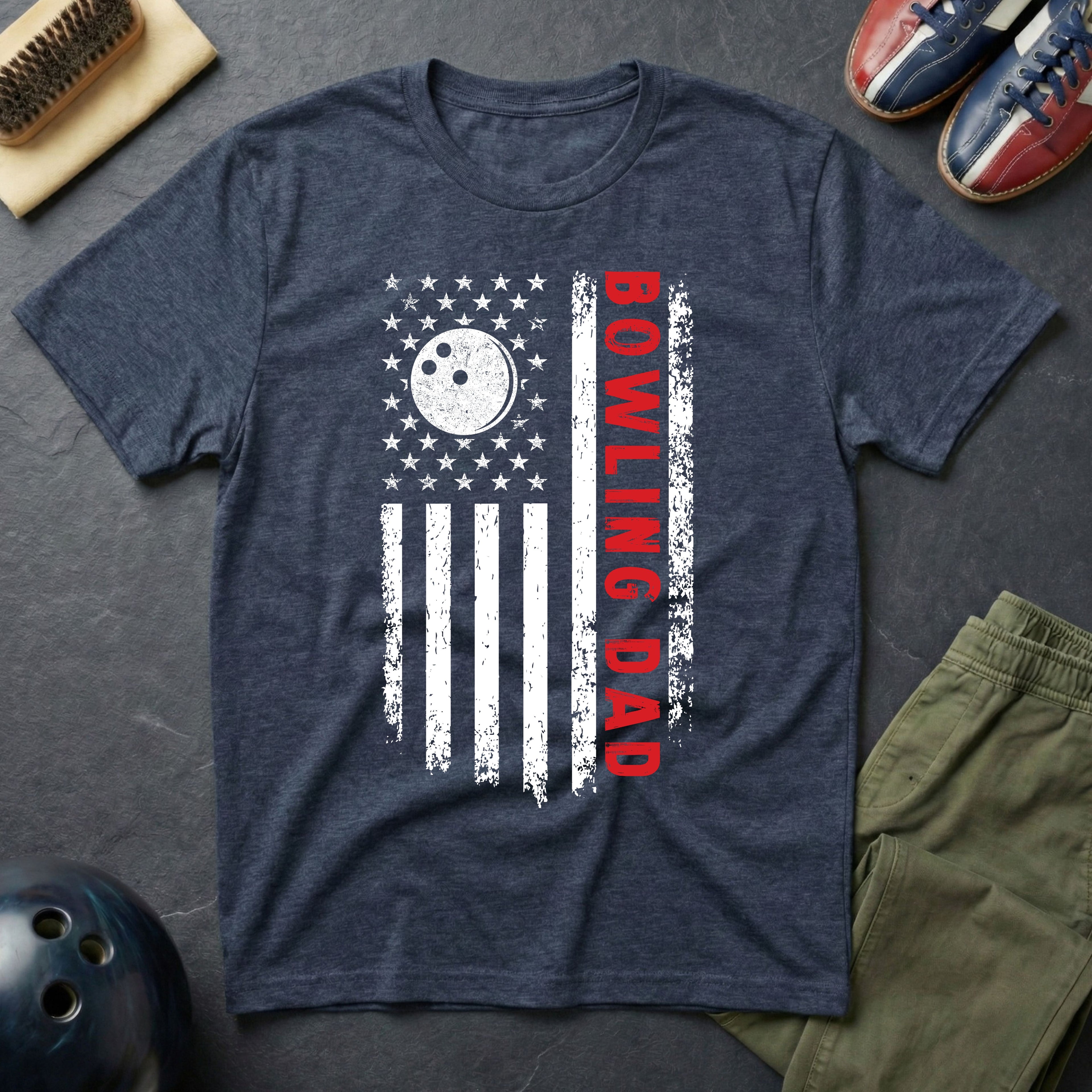 Bowling Dad American Flag T-Shirt