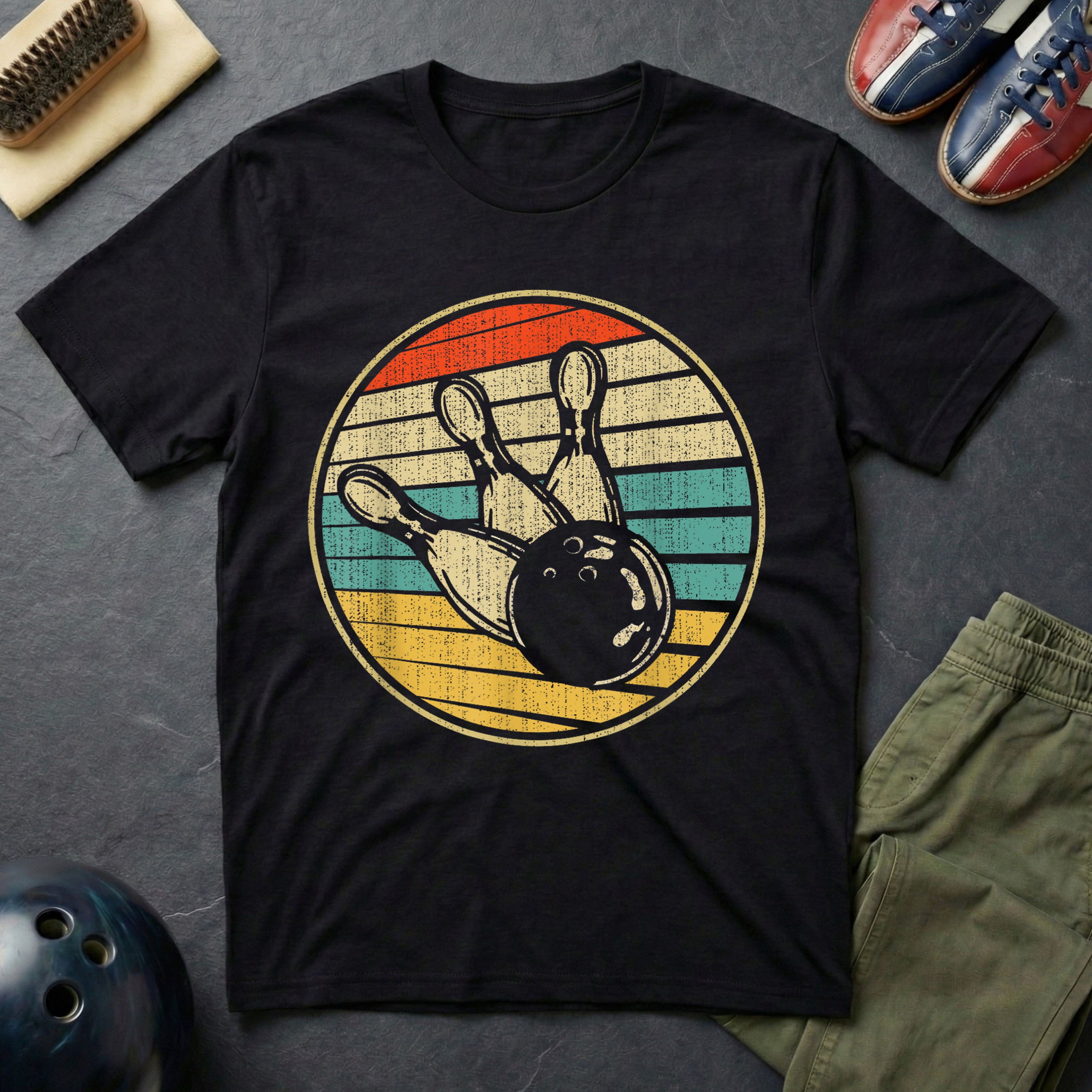 Retro Bowling Ball & Pins T-Shirt