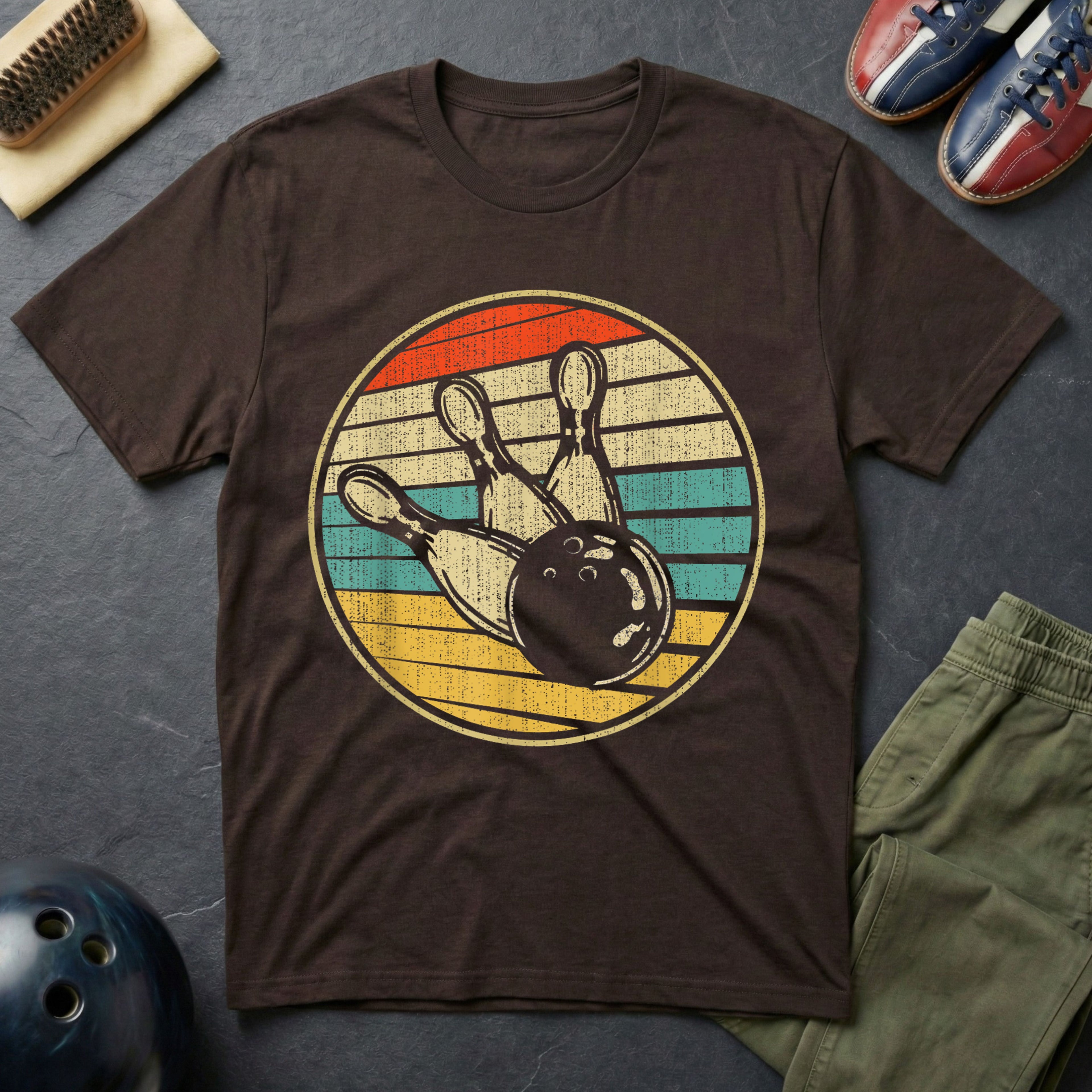 Retro Bowling Ball & Pins T-Shirt