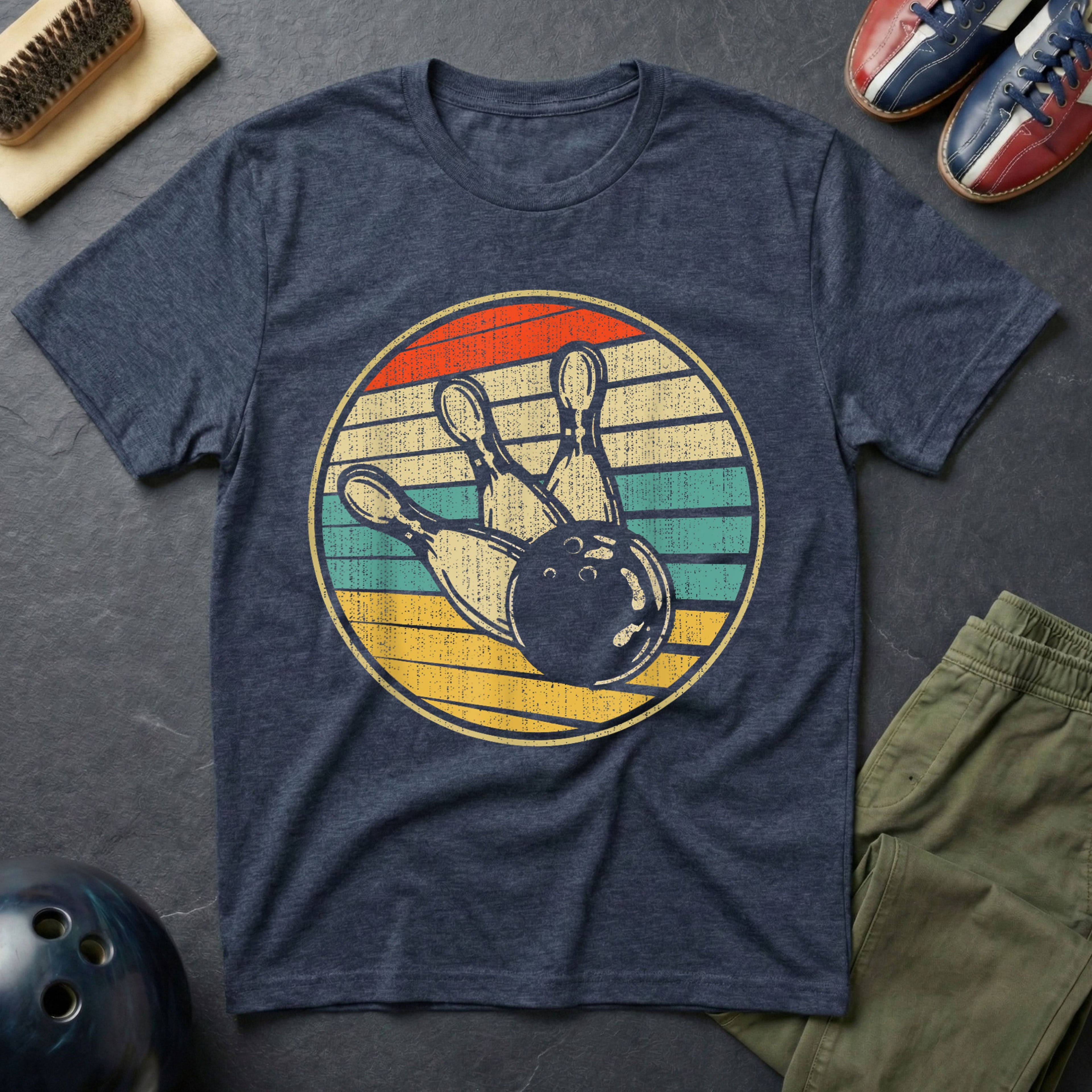 Retro Bowling Ball & Pins T-Shirt