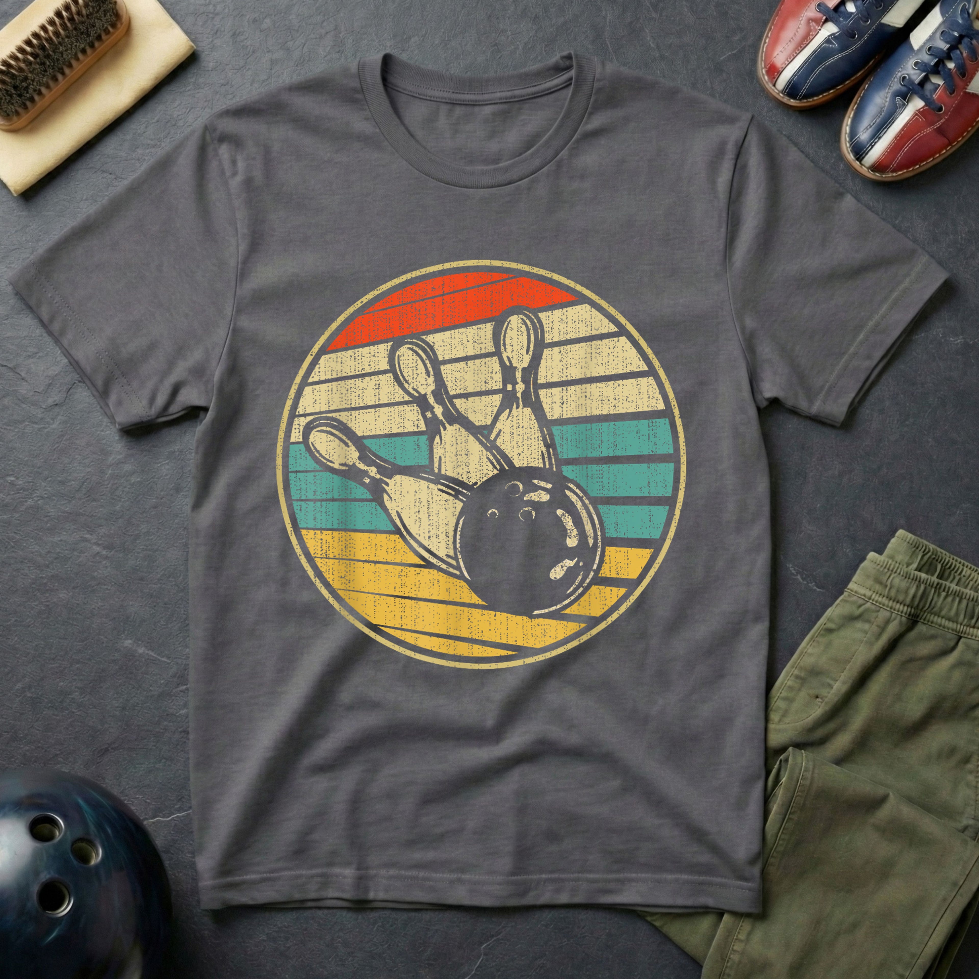 Retro Bowling Ball & Pins T-Shirt
