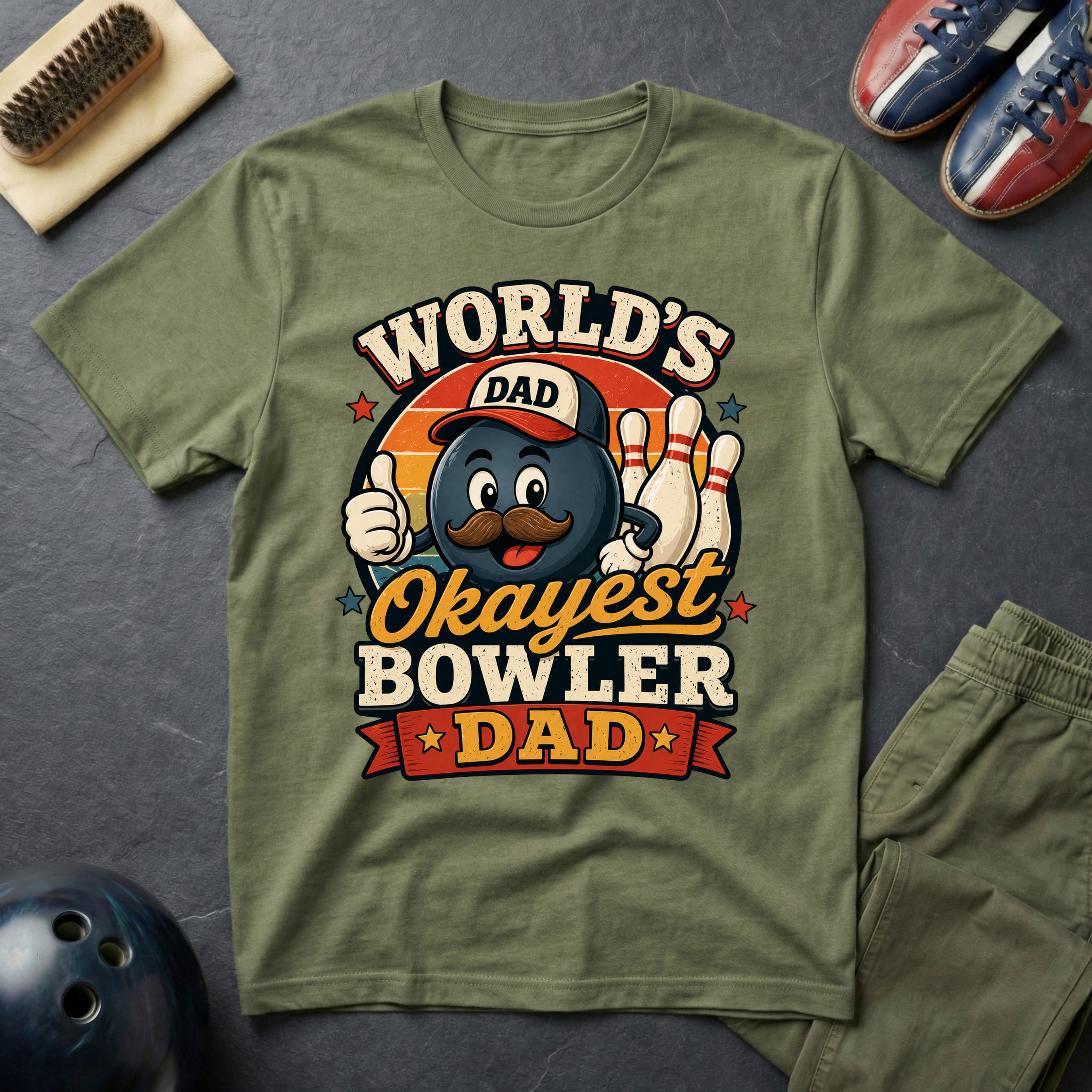 World's Okayest Bowler Dad T-Shirt