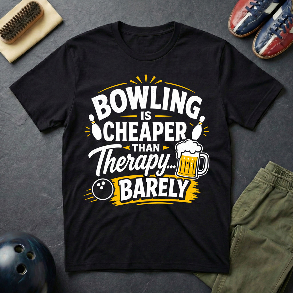 Bowling Is Cheaper Than Therapy Barely T-Shirt