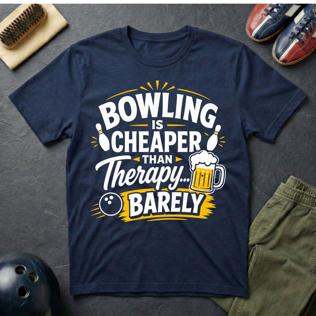 Bowling Is Cheaper Than Therapy Barely T-Shirt