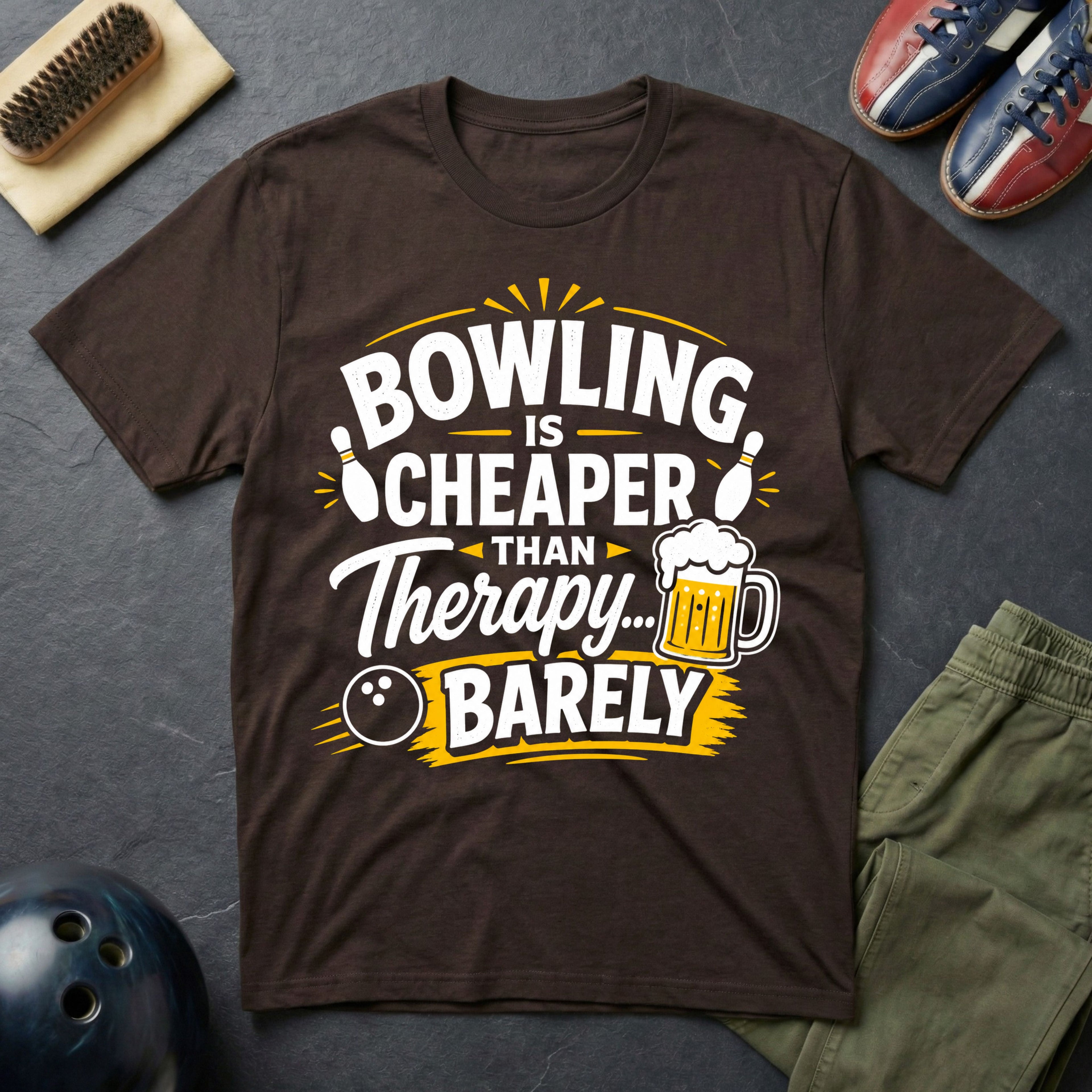 Bowling Is Cheaper Than Therapy Barely T-Shirt
