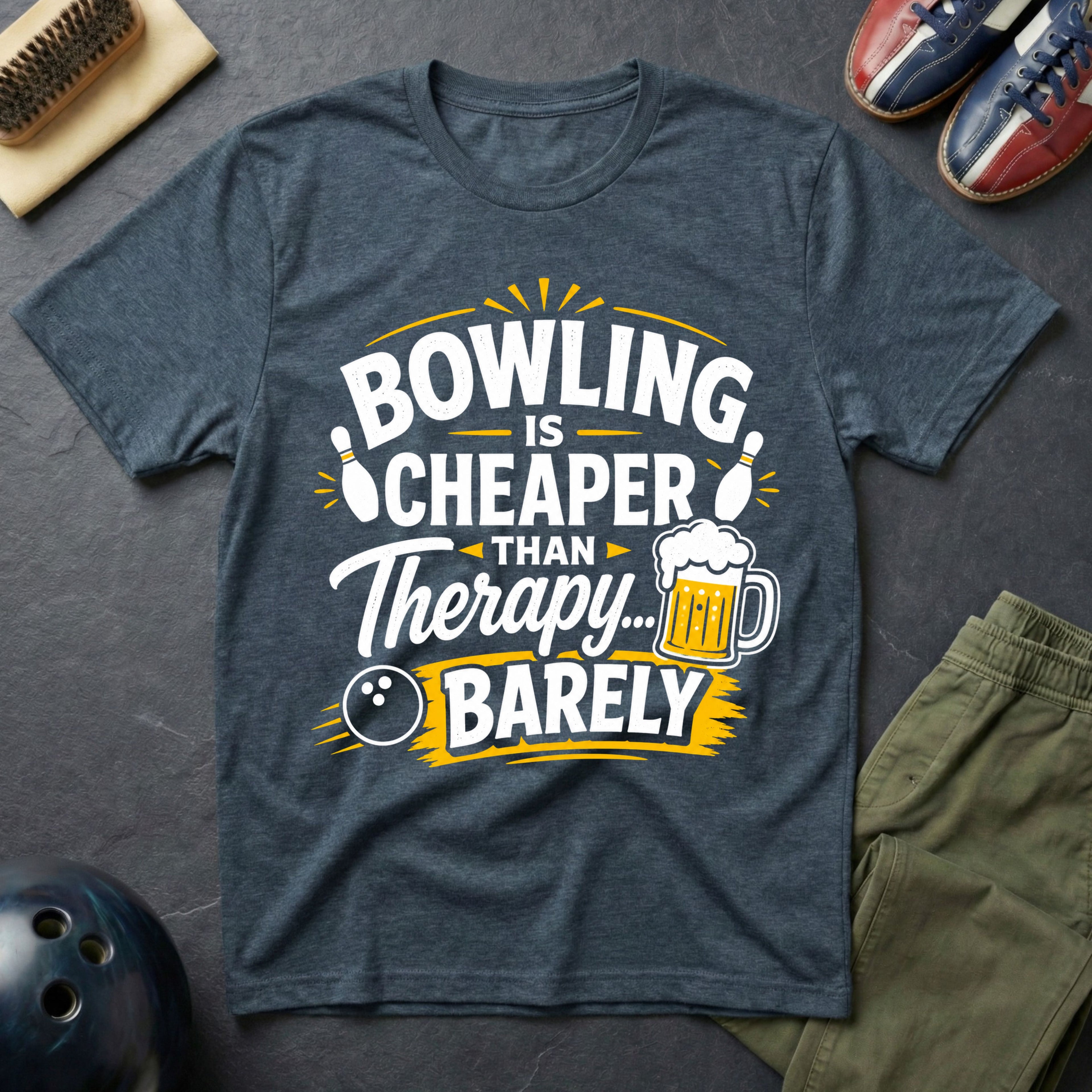 Bowling Is Cheaper Than Therapy Barely T-Shirt