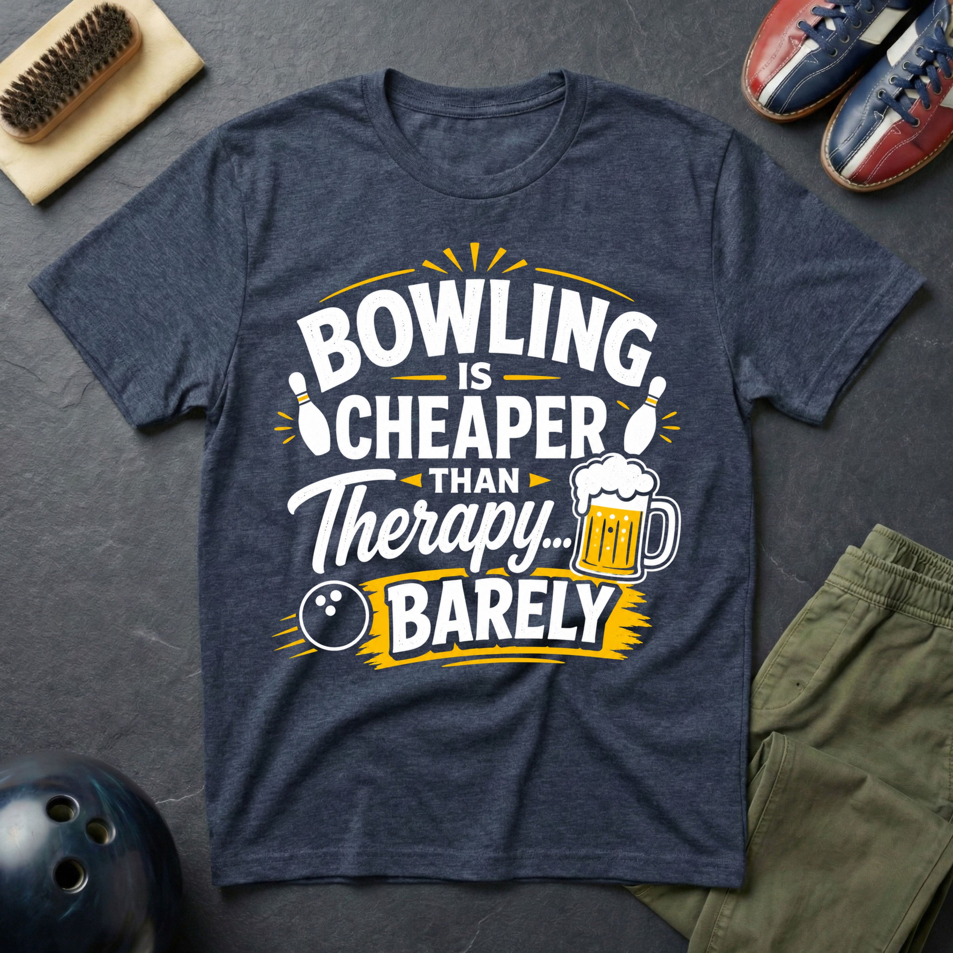 Bowling Is Cheaper Than Therapy Barely T-Shirt