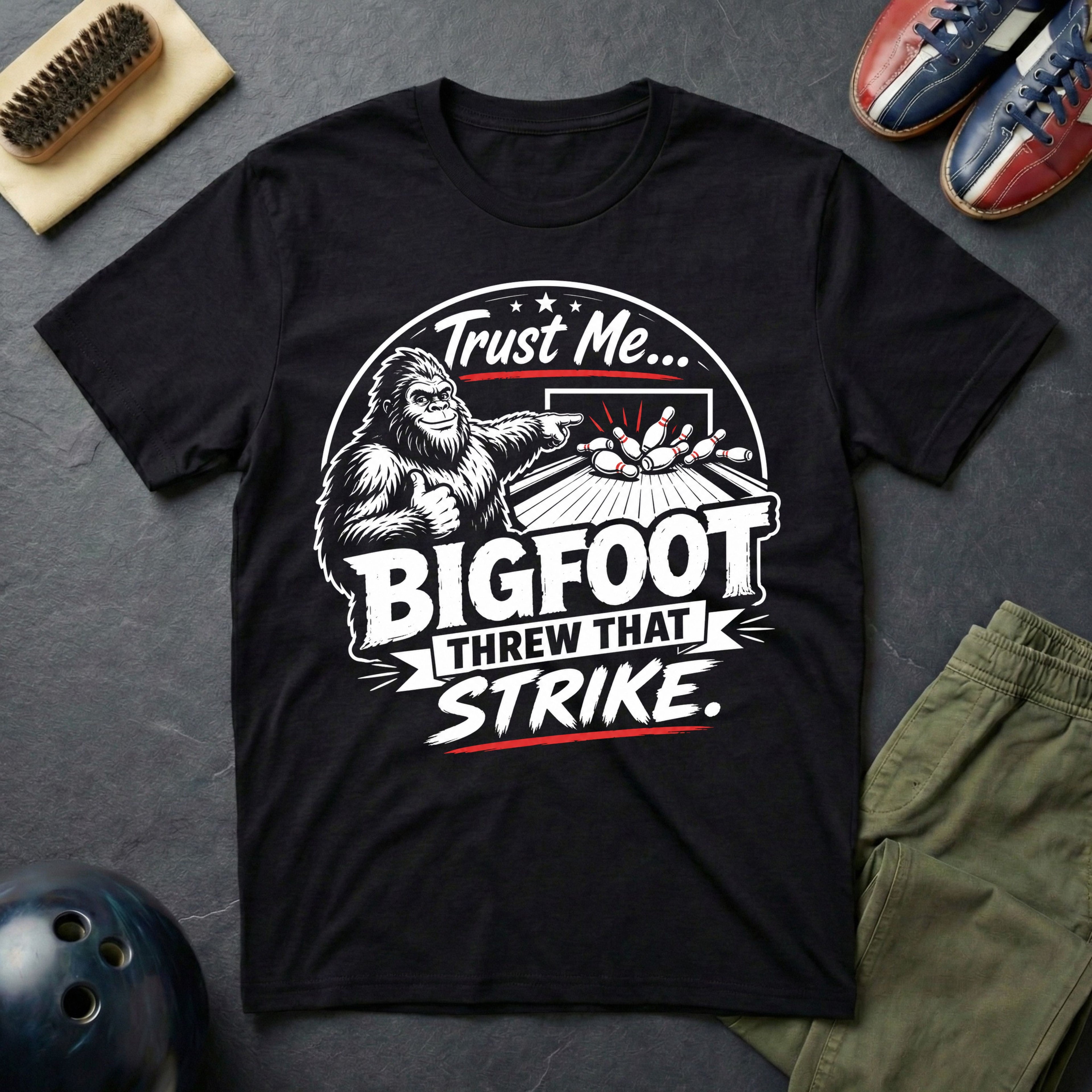 Trust Me Bigfoot Threw That Strike T-Shirt