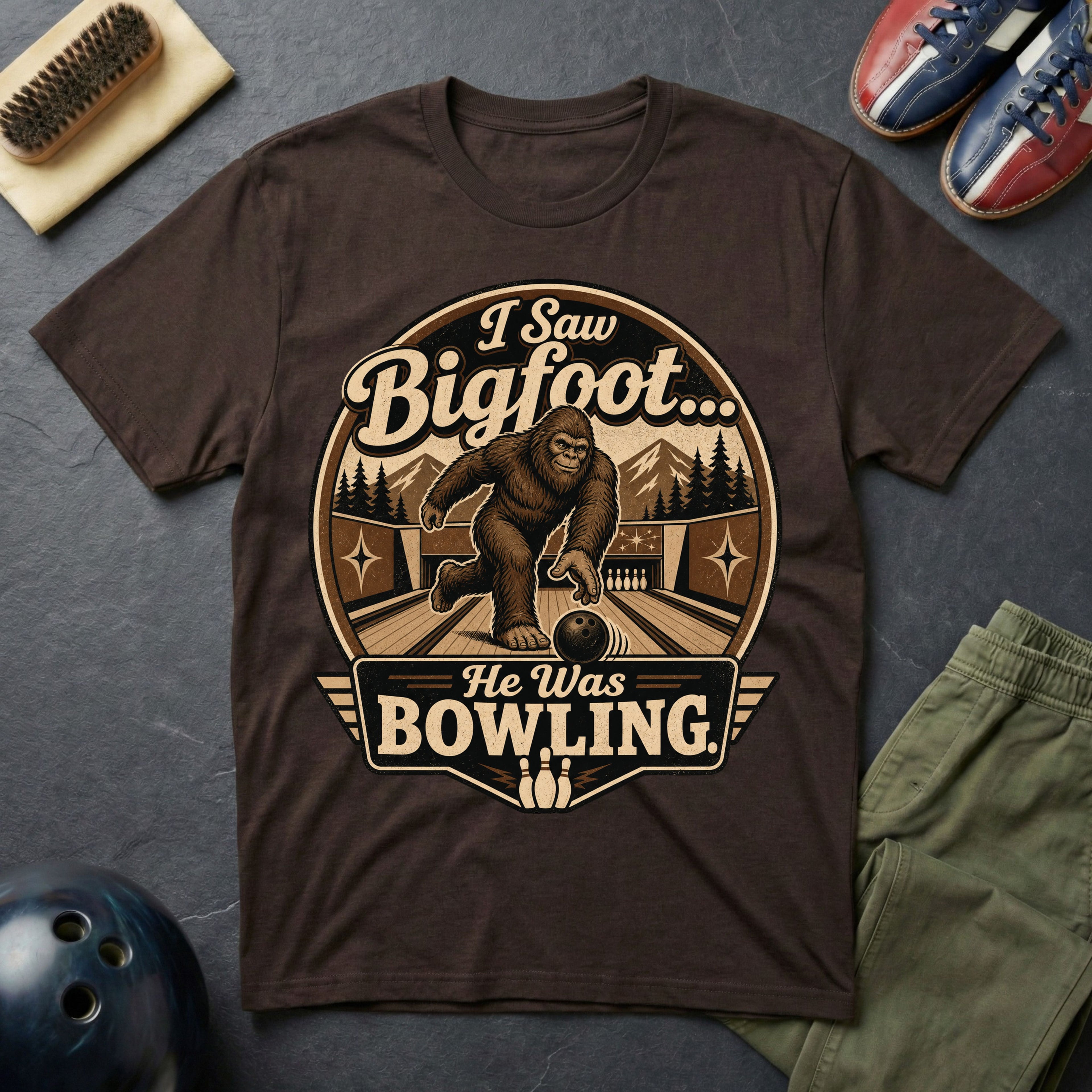 I Saw Bigfoot He Was Bowling T-Shirt