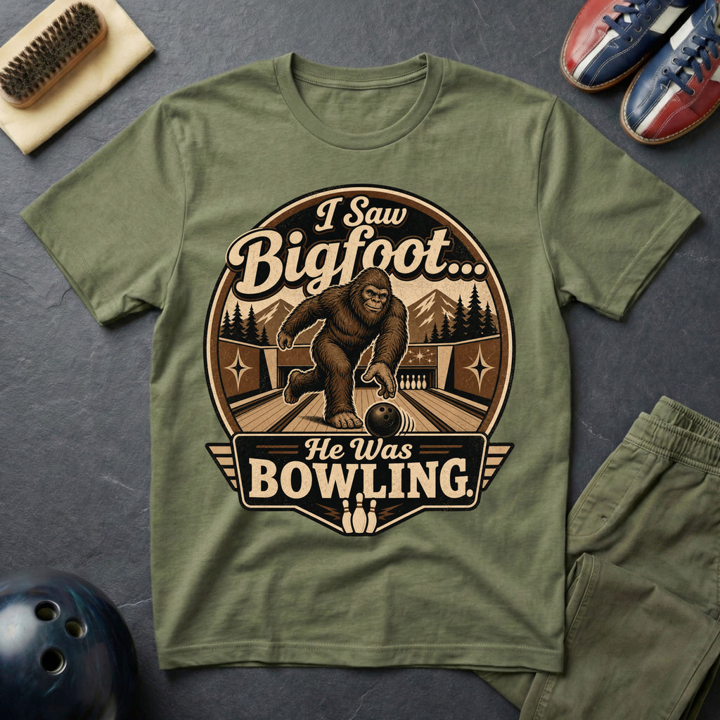 I Saw Bigfoot He Was Bowling T-Shirt