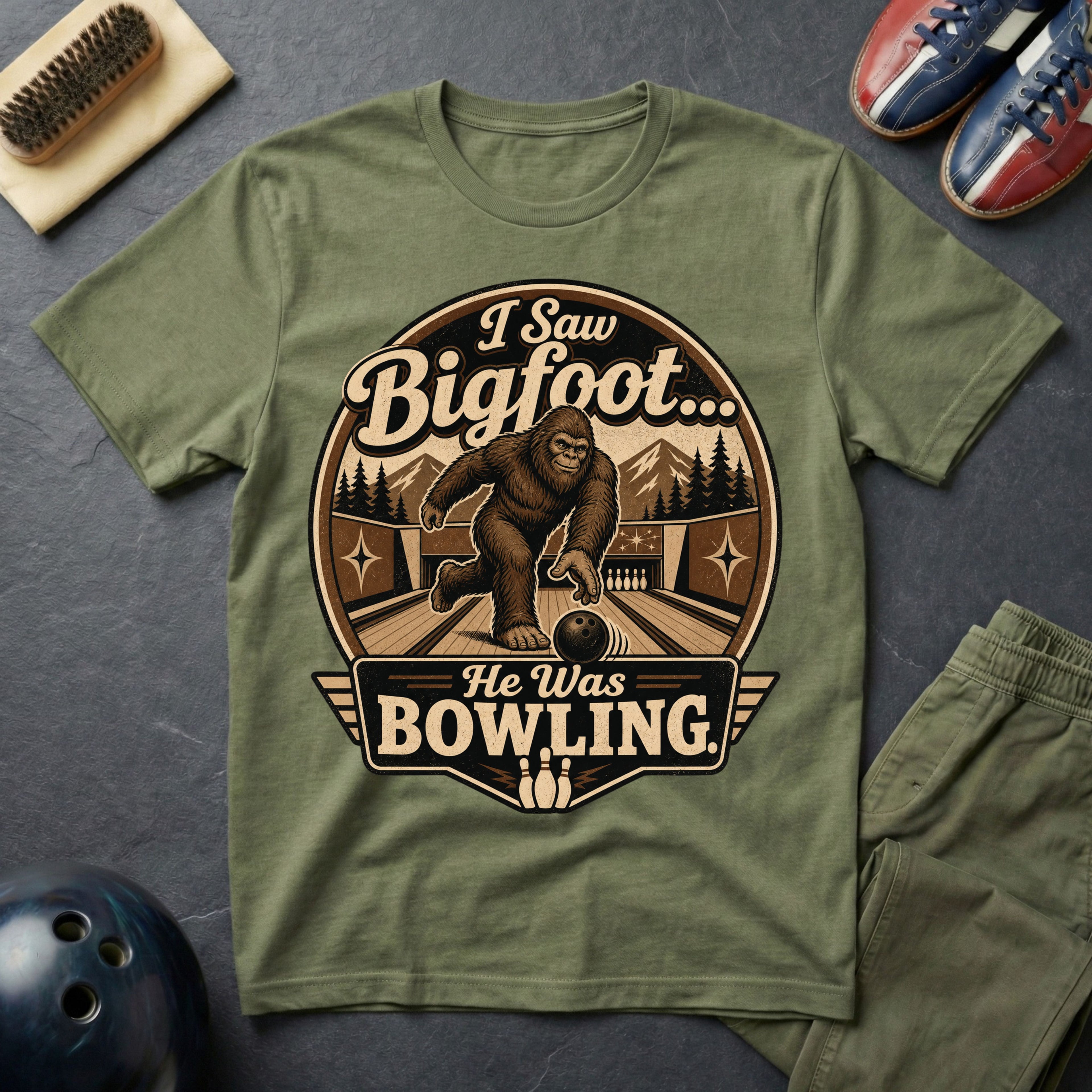 I Saw Bigfoot He Was Bowling T-Shirt