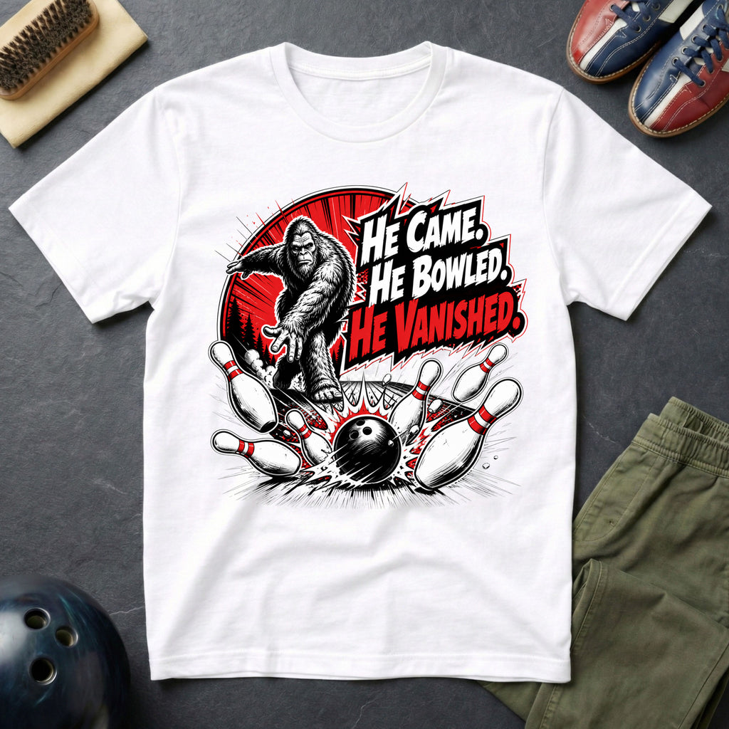 Bigfoot He Came He Bowled He Vanished T-Shirt