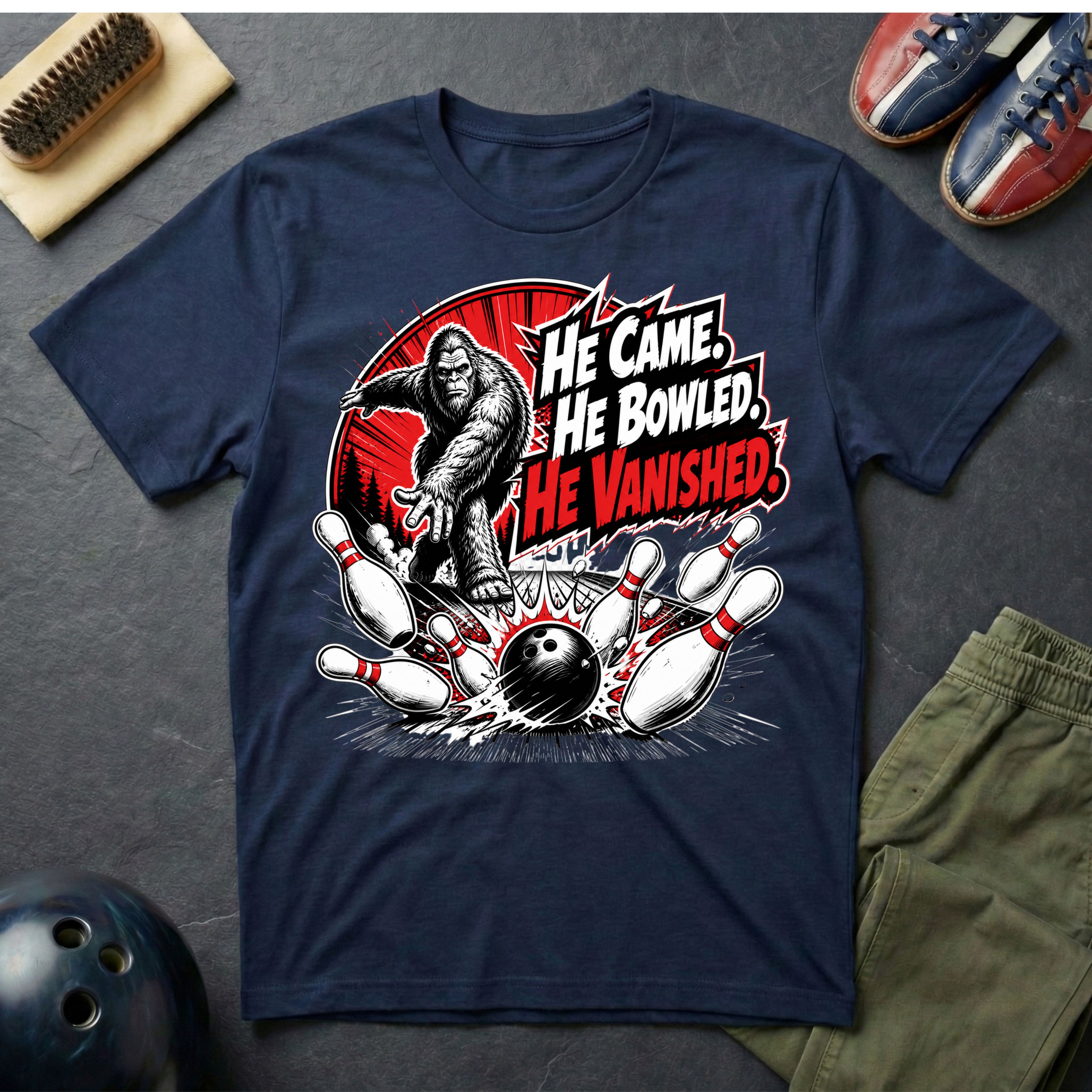 Bigfoot He Came He Bowled He Vanished T-Shirt