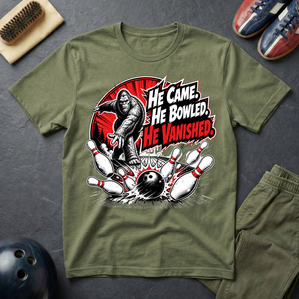Bigfoot He Came He Bowled He Vanished T-Shirt