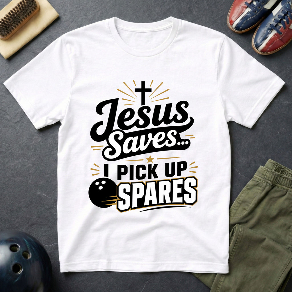 Jesus Saves I Pick Up Spares T-Shirt