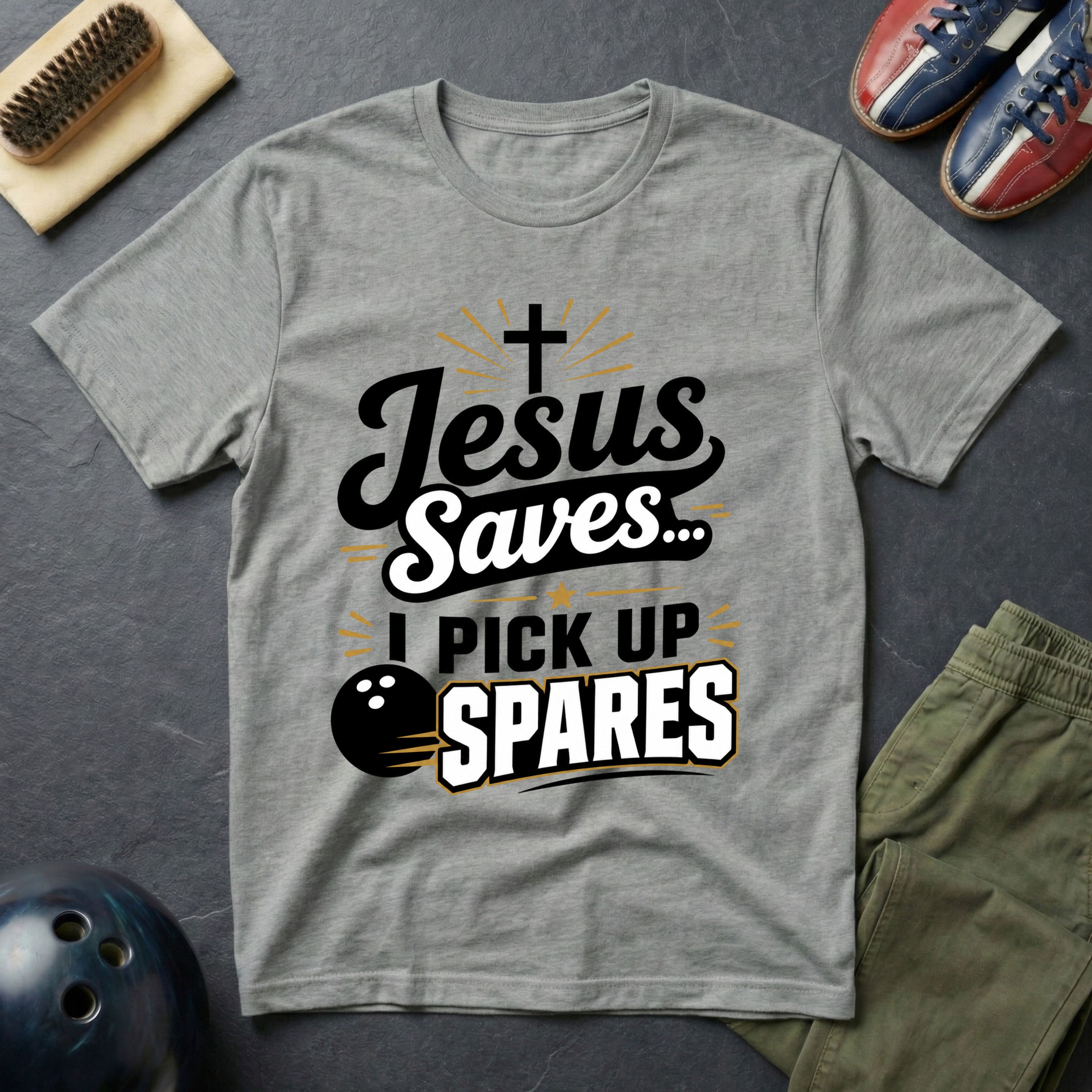 Jesus Saves I Pick Up Spares T-Shirt