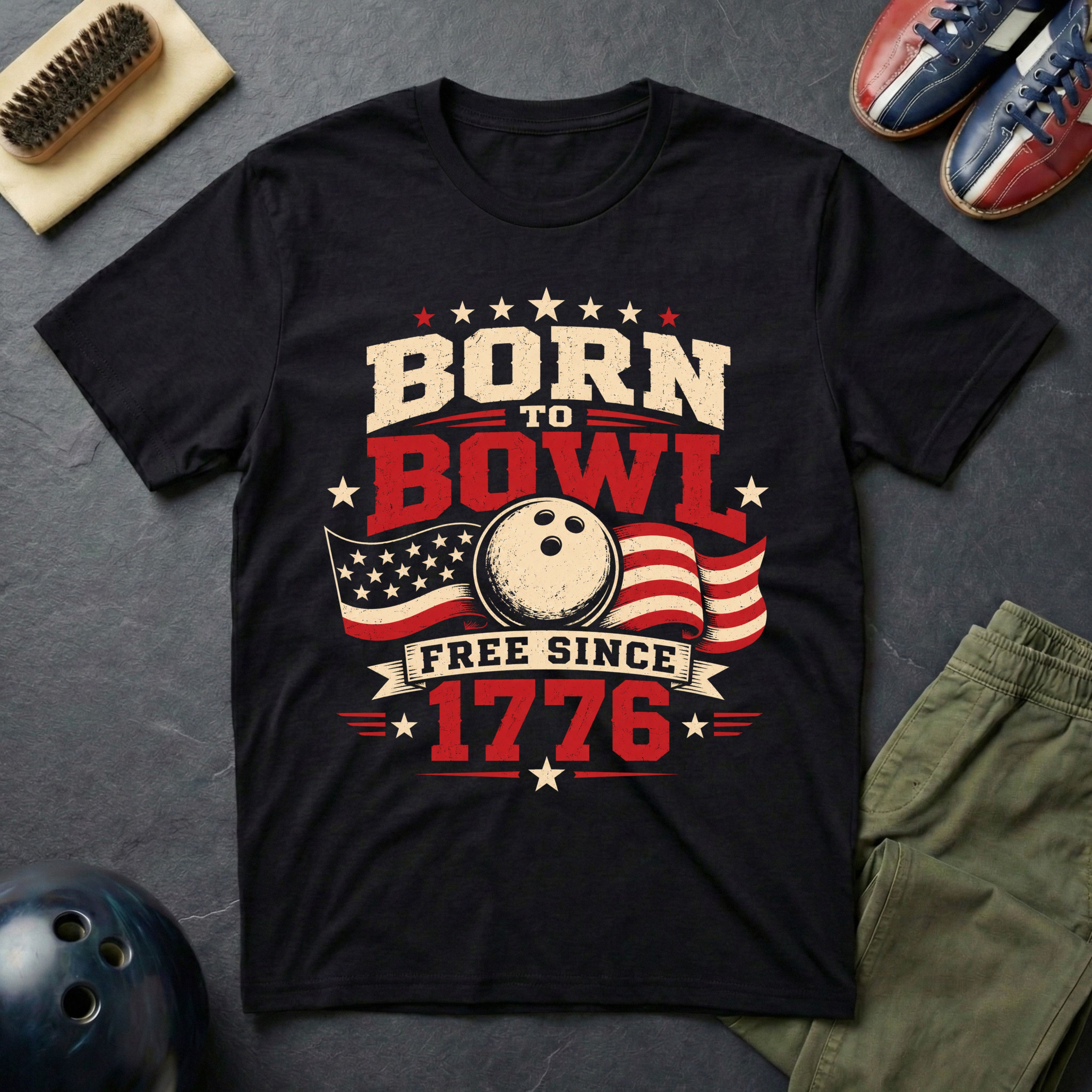 Born To Bowl Free Since 1776 T-Shirt