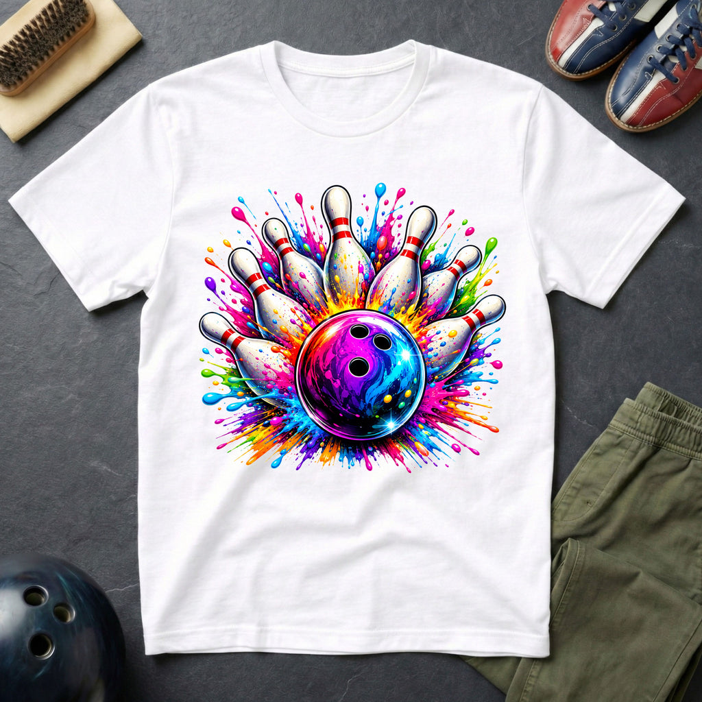 Colorful Splash Art Bowling T-Shirt