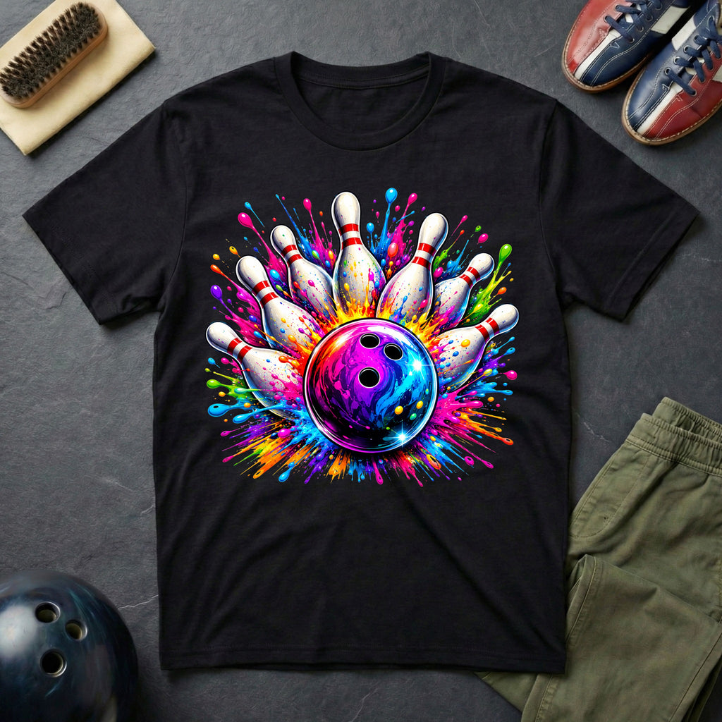 Colorful Splash Art Bowling T-Shirt