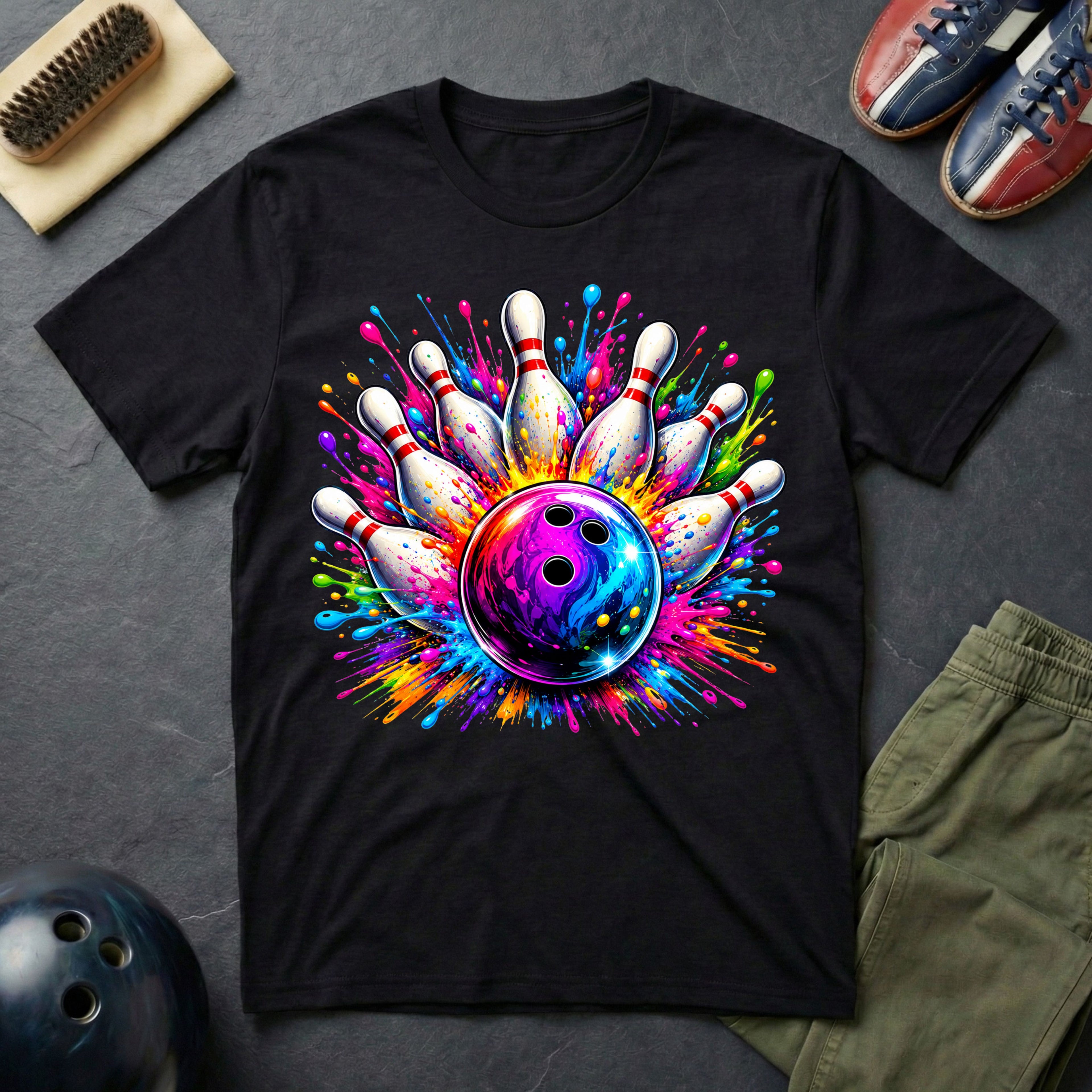 Colorful Splash Art Bowling T-Shirt