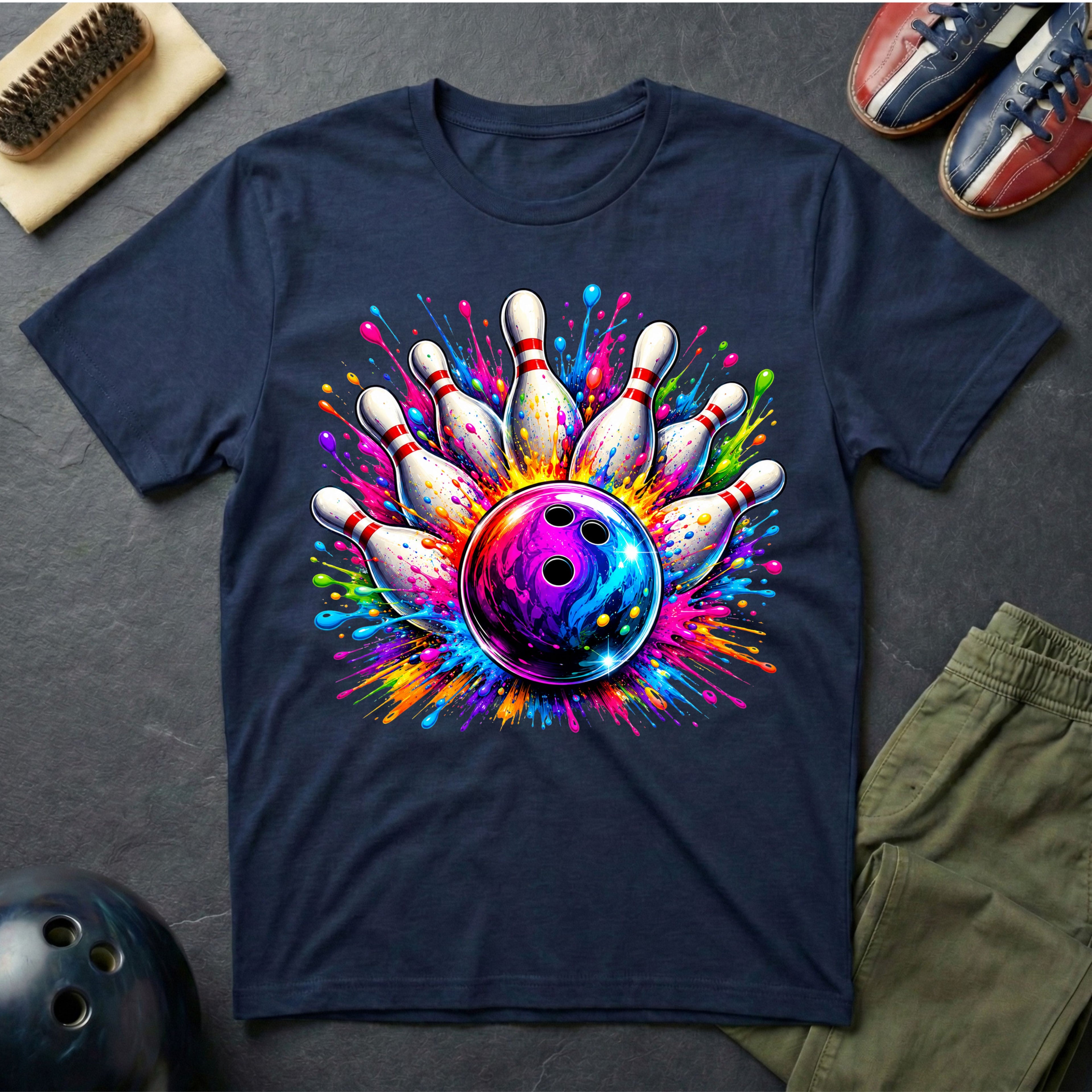 Colorful Splash Art Bowling T-Shirt