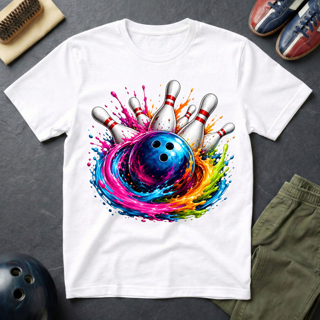 Colorful Bowling Paint Swirl T-Shirt