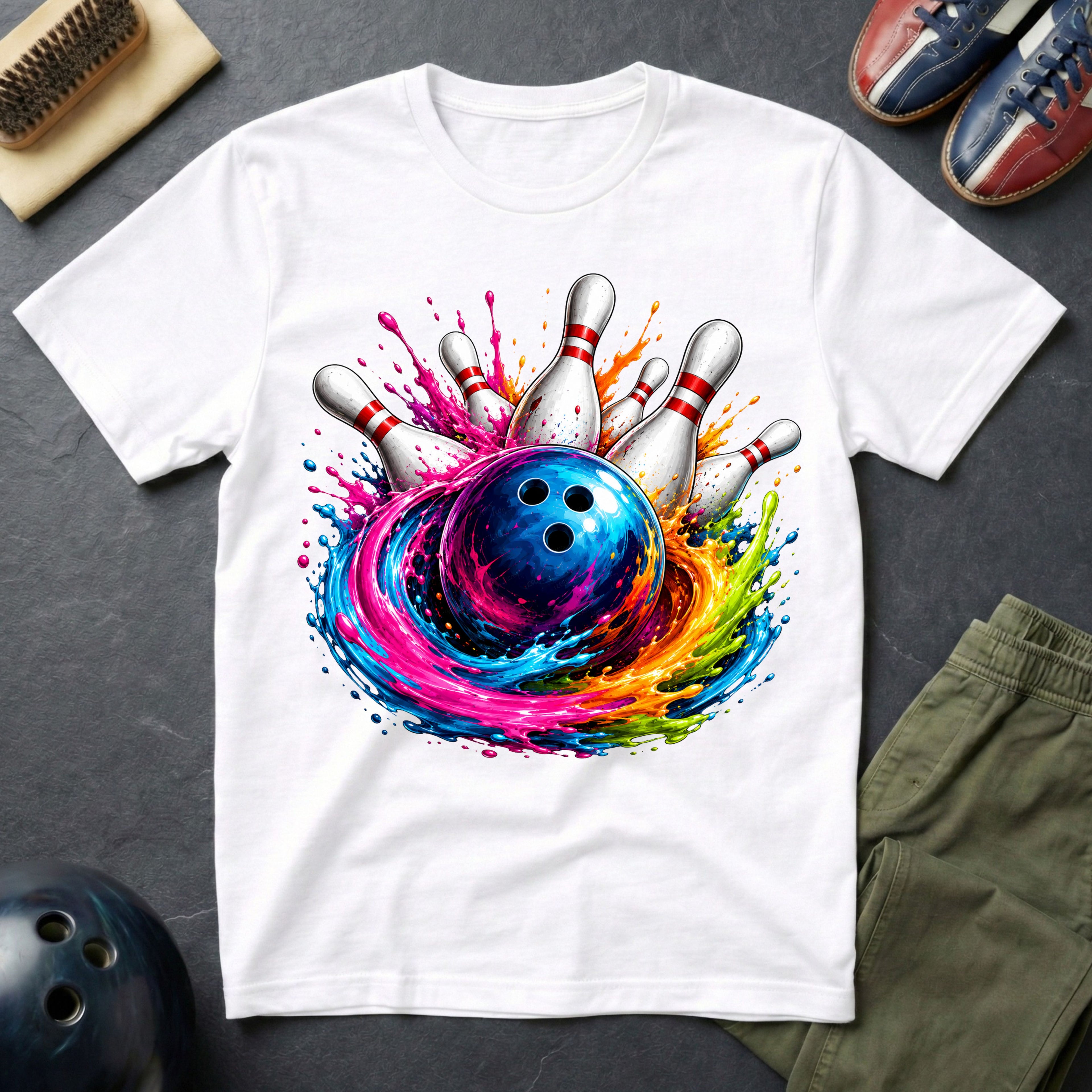 Colorful Bowling Paint Swirl T-Shirt