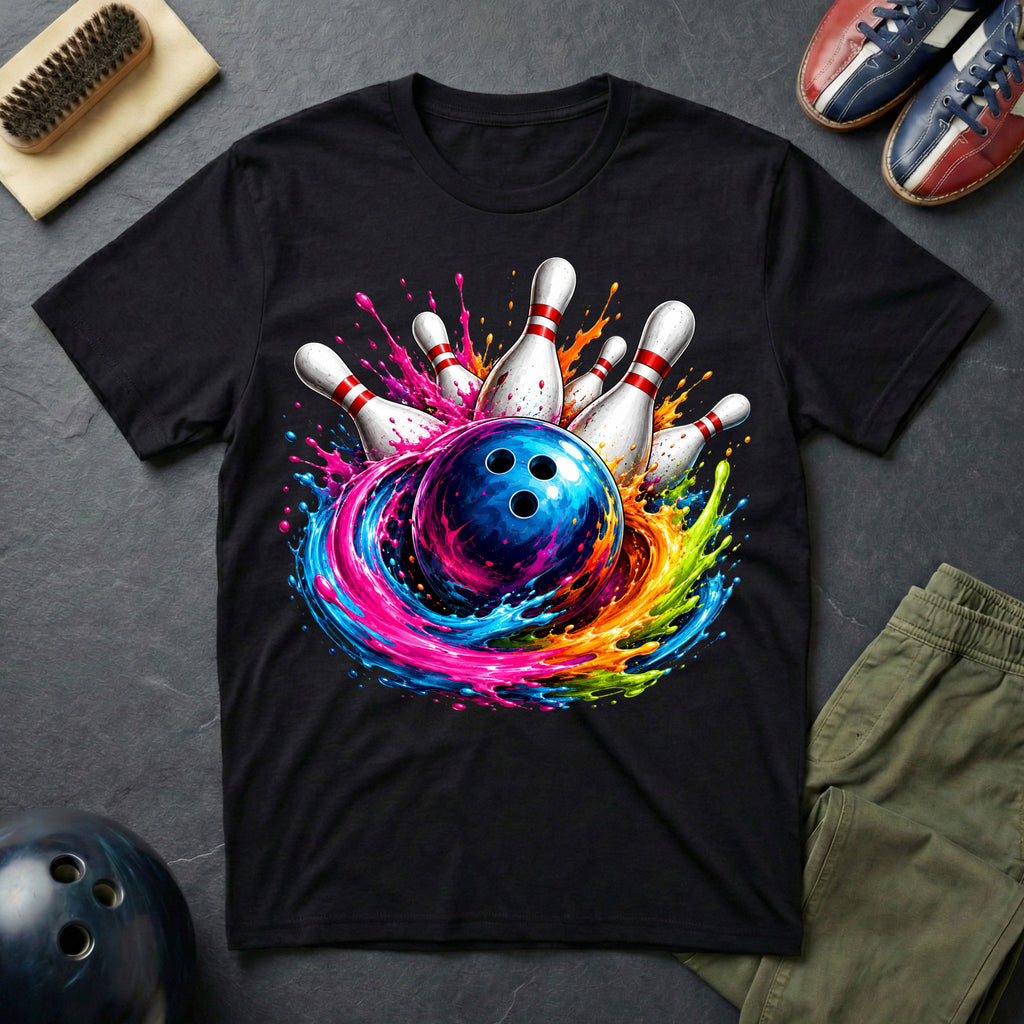 Colorful Bowling Paint Swirl T-Shirt