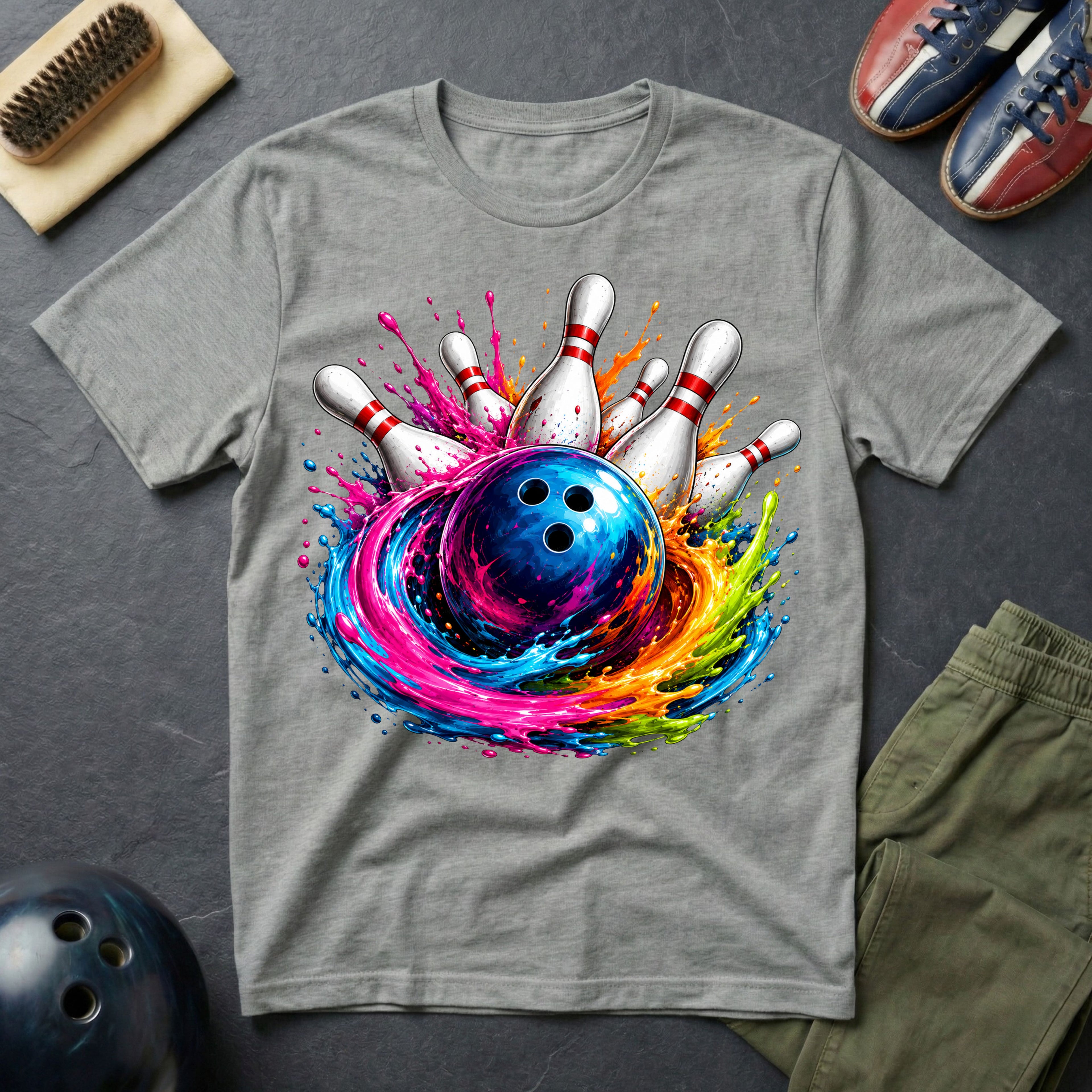 Colorful Bowling Paint Swirl T-Shirt