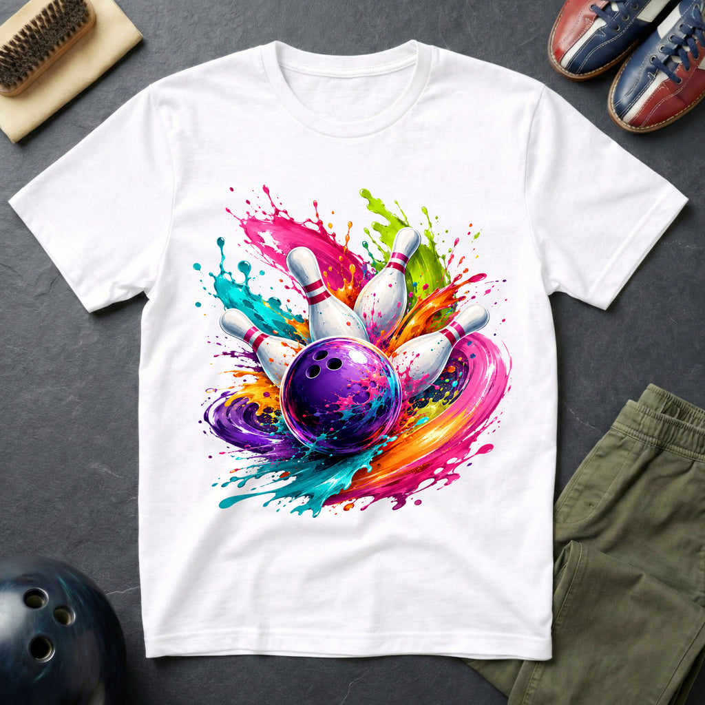 Bowling Paint Swirl Strike T-Shirt