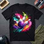 Bowling Paint Swirl Strike T-Shirt