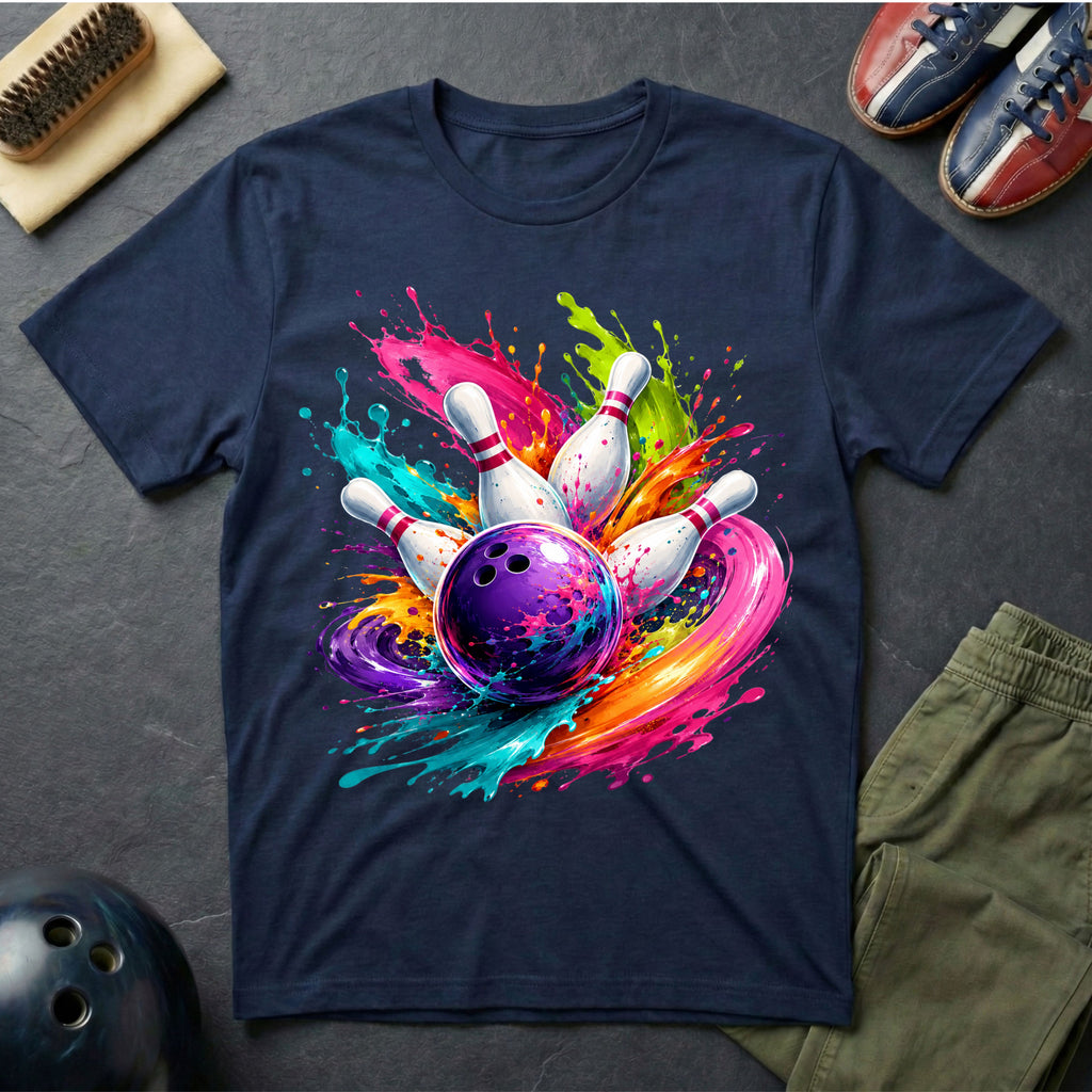 Bowling Paint Swirl Strike T-Shirt