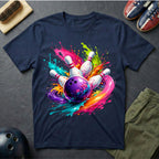 Bowling Paint Swirl Strike T-Shirt