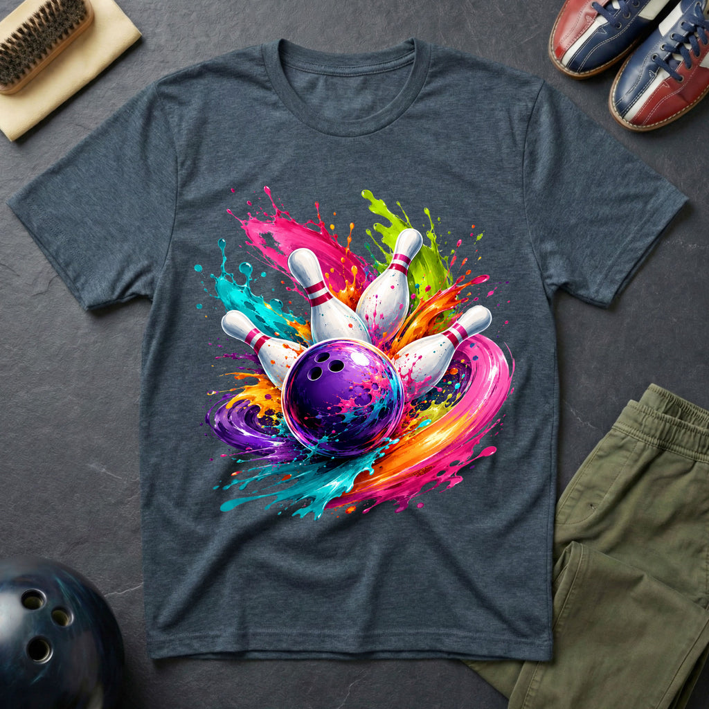 Bowling Paint Swirl Strike T-Shirt