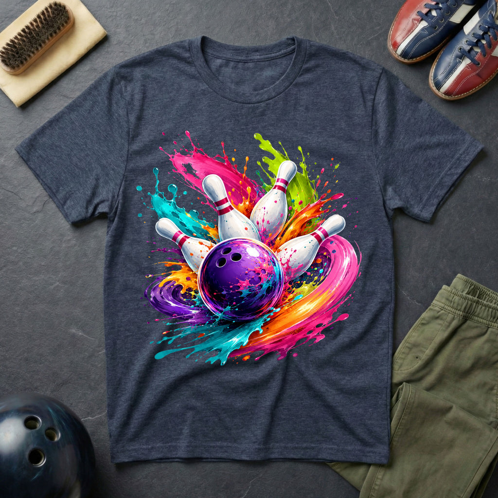 Bowling Paint Swirl Strike T-Shirt
