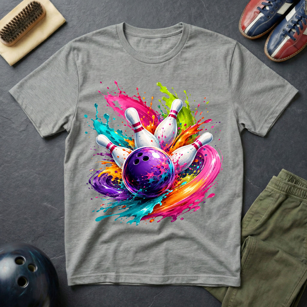 Bowling Paint Swirl Strike T-Shirt