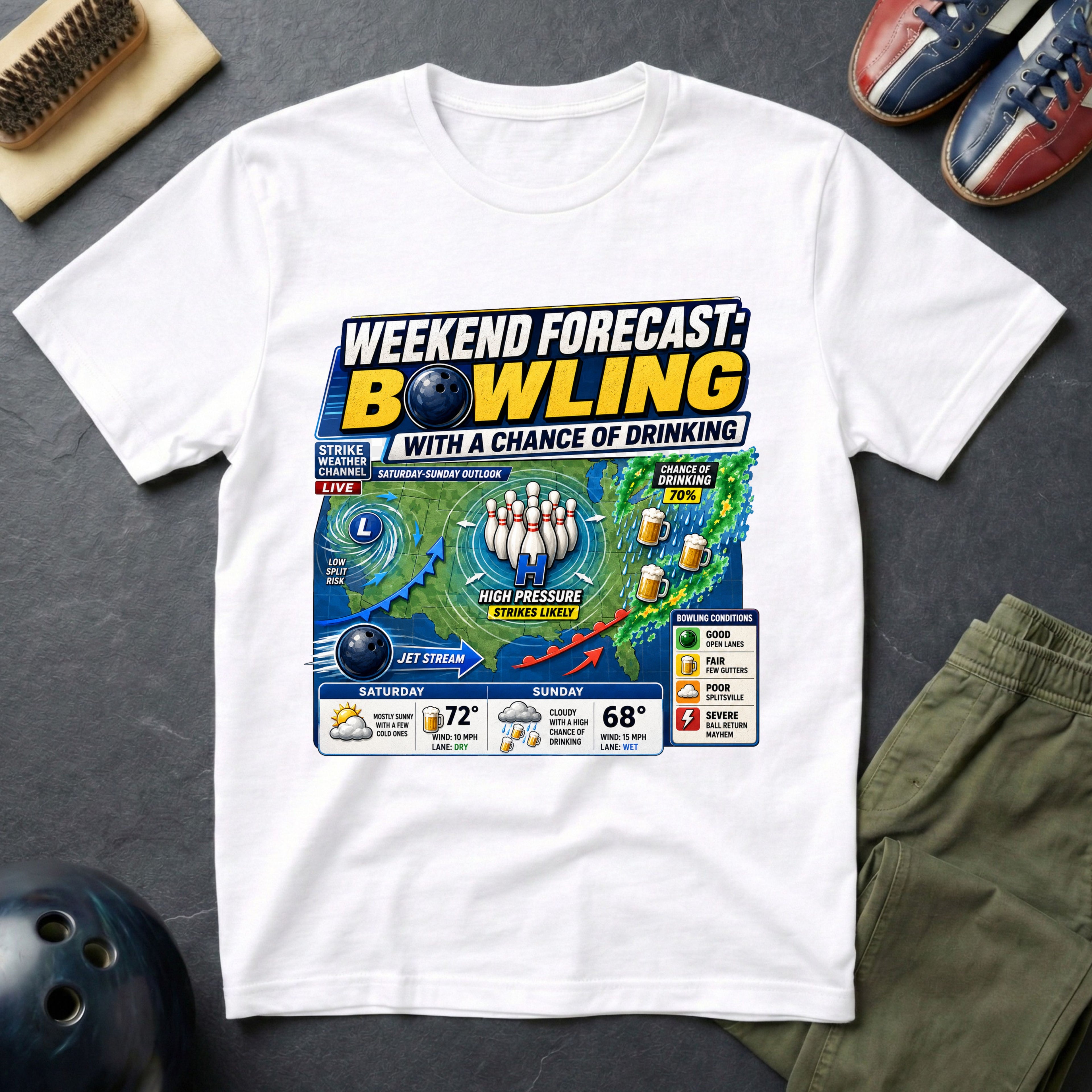 Weekend Forecast Bowling T-Shirt