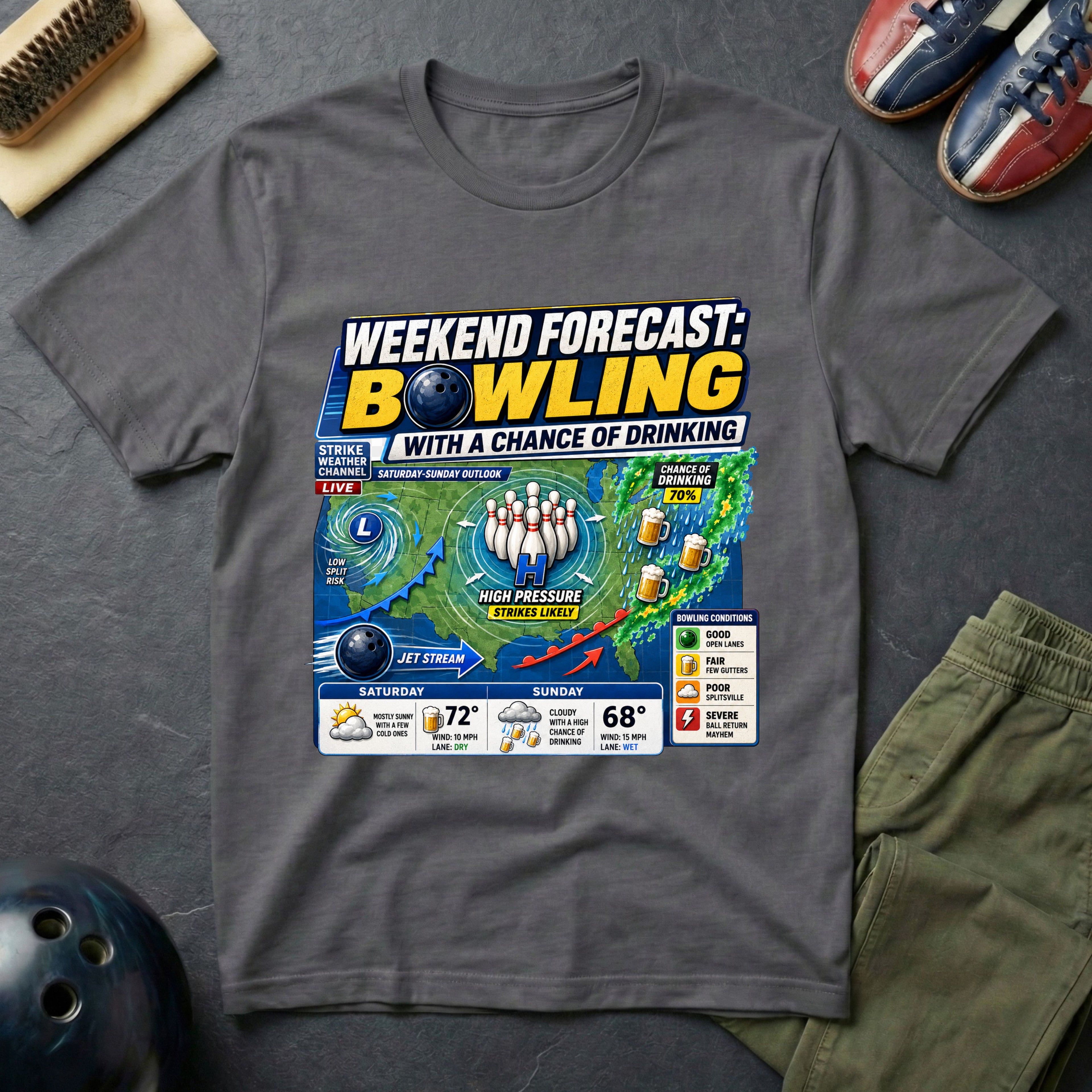 Weekend Forecast Bowling T-Shirt