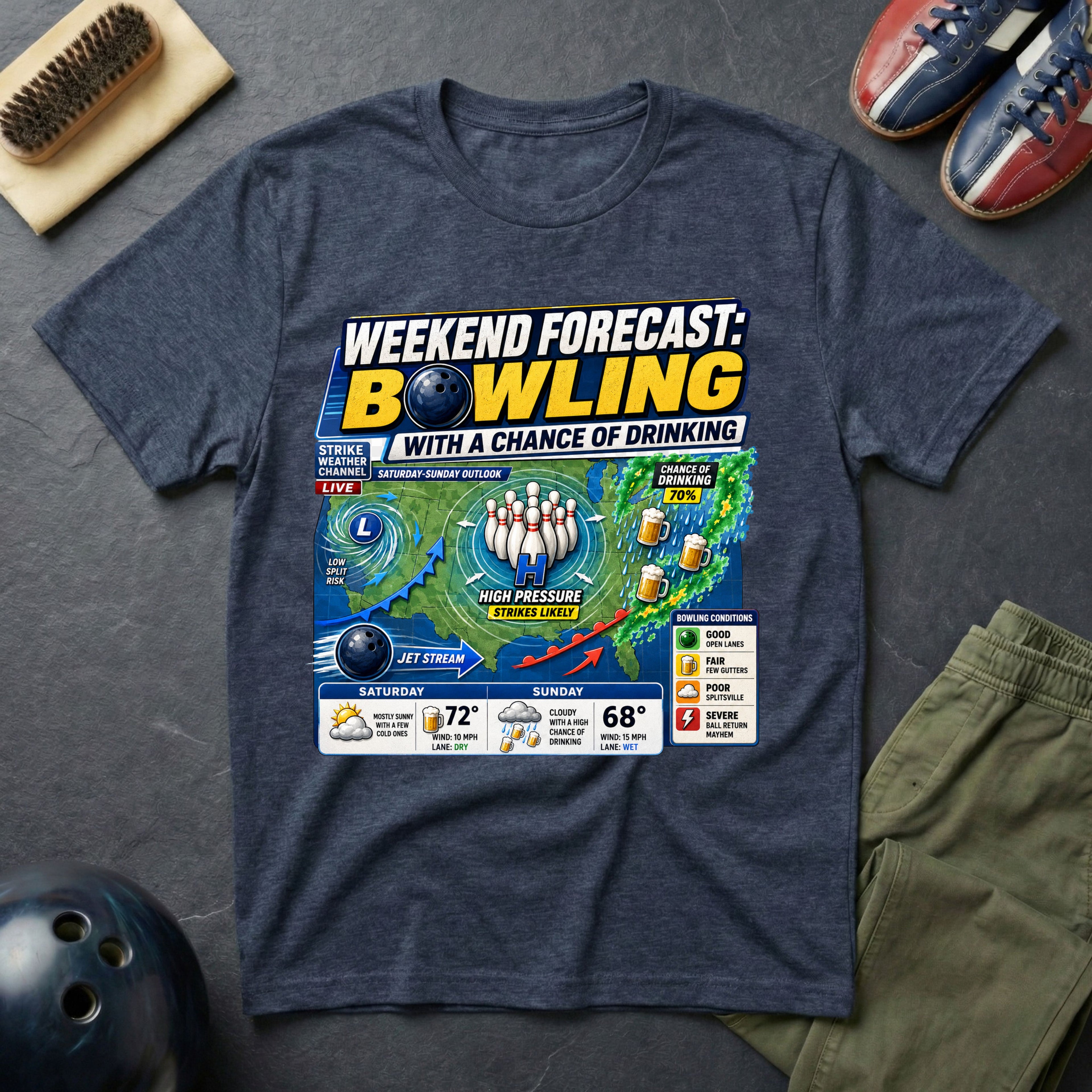 Weekend Forecast Bowling T-Shirt