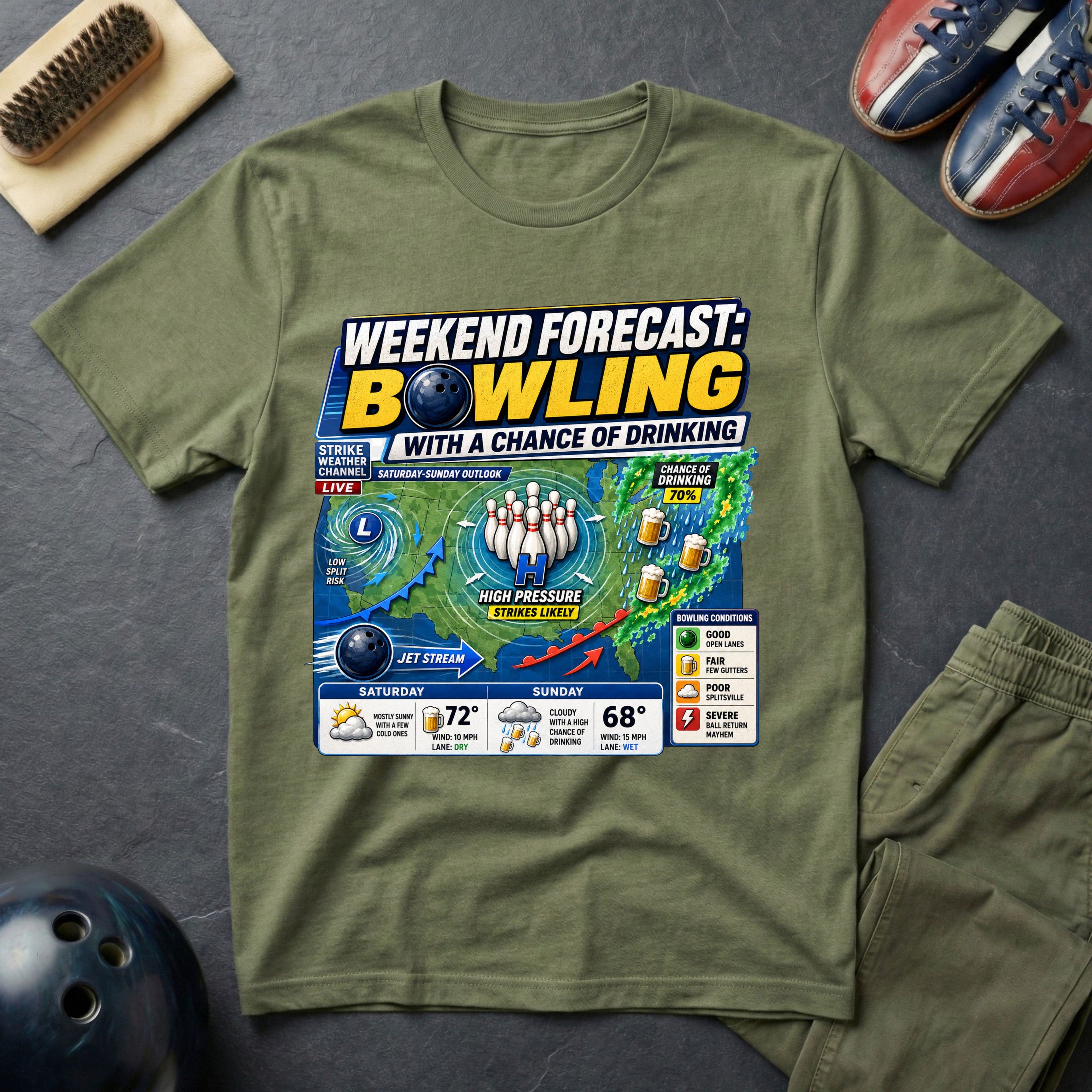 Weekend Forecast Bowling T-Shirt