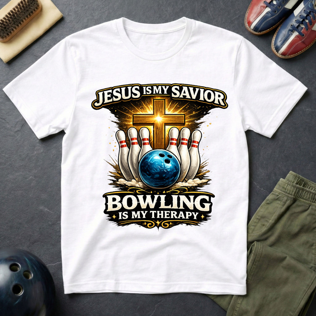 Jesus Is My Savior Bowling Is My Therapy T-Shirt